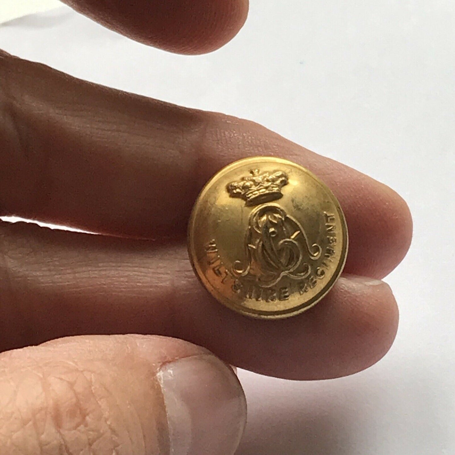 Wiltshire Regiment Brass Plated Button - Firmin - Officer Uniform - Approx 18mm - British Army