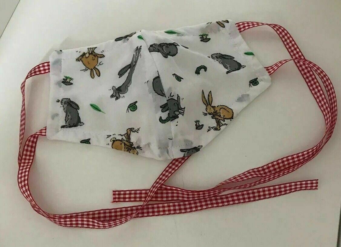 Washable Face Mask. Colourful Bunnies. Handmade in UK.