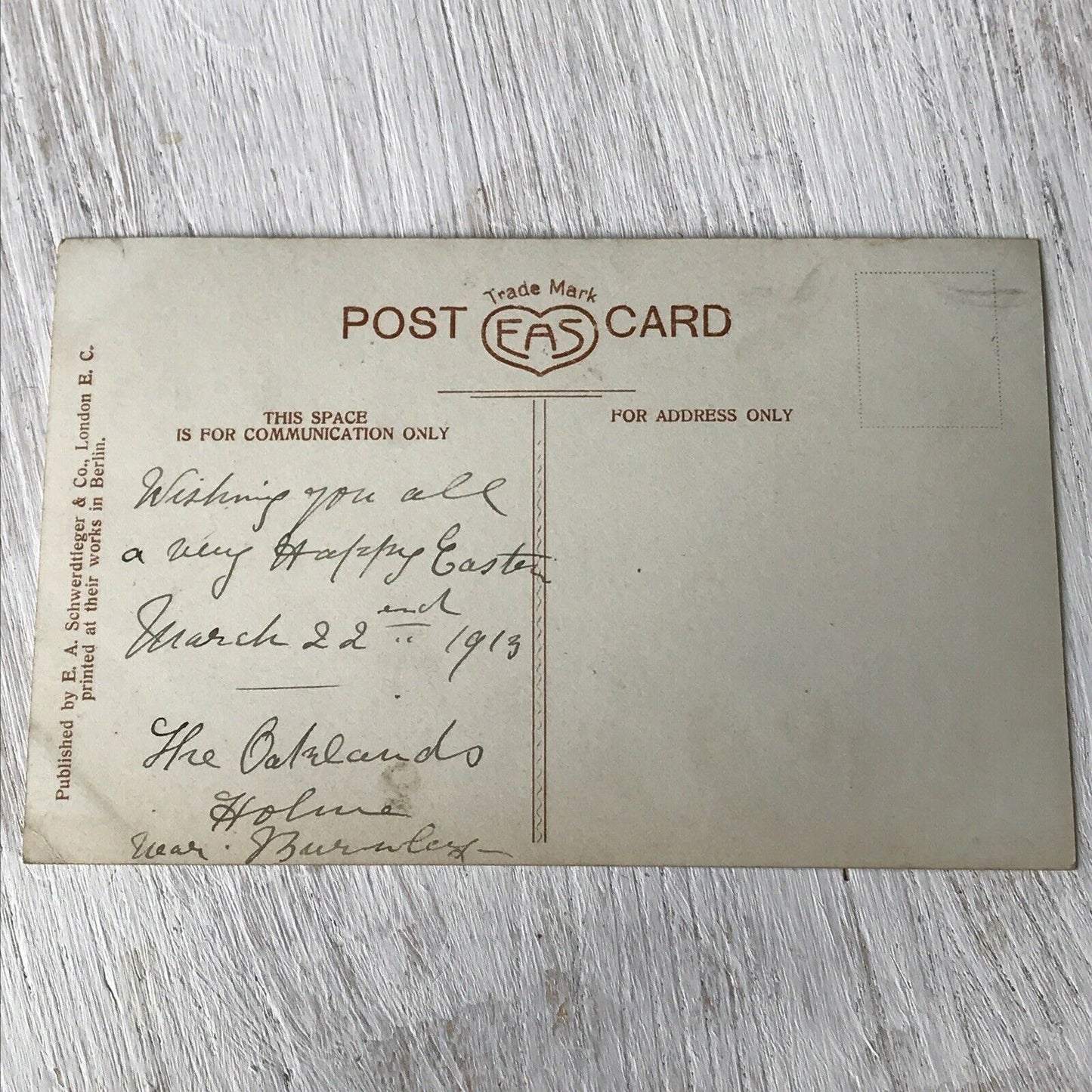 Vintage Antique EASTER Postcard Hand Tinted. Scenic Floral Sepia 1913 Schwerdtie