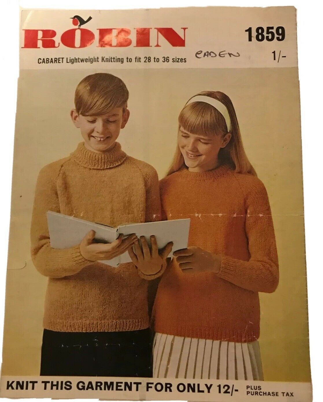 Vintage Knitting Pattern 1960s Childrens Sweaters Polo Neck And Crew Neck Robin