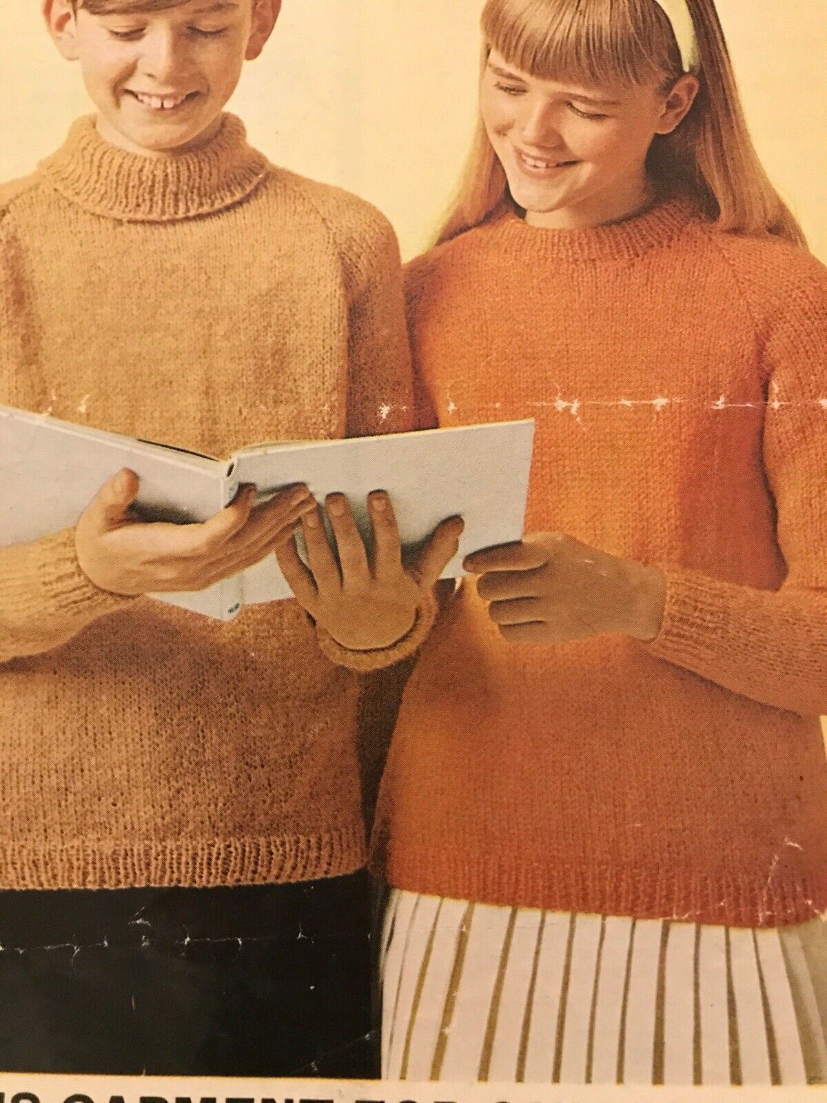 Vintage Knitting Pattern 1960s Childrens Sweaters Polo Neck And Crew Neck Robin