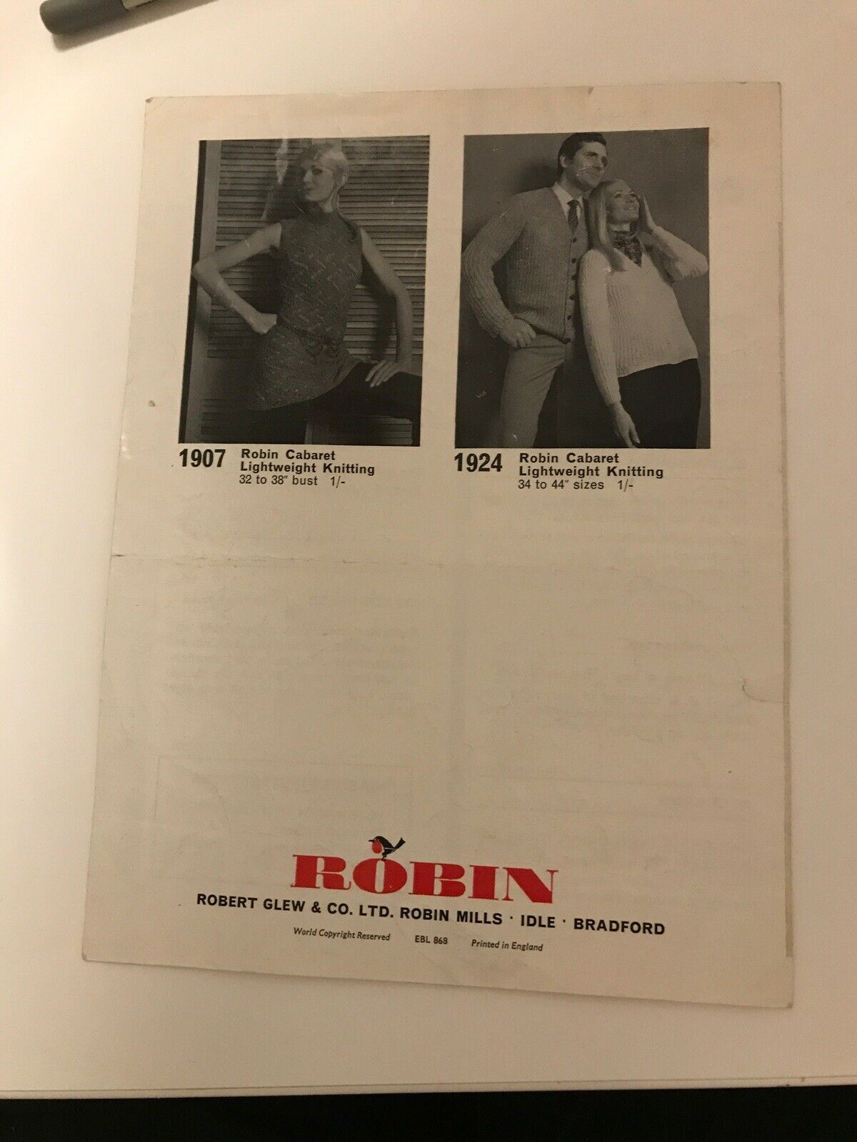 Vintage Knitting Pattern 1960s Childrens Sweaters Polo Neck And Crew Neck Robin