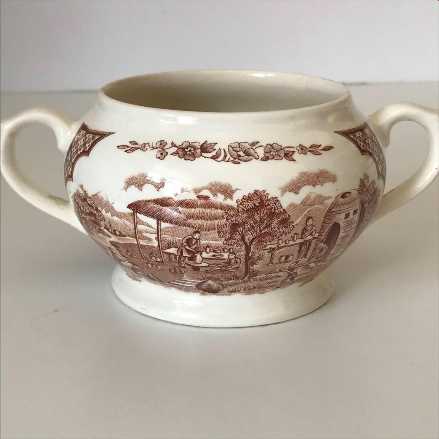 Alfred Meakin retro 1970s Small Handled Dish / sugar bowl Fair Winds brown