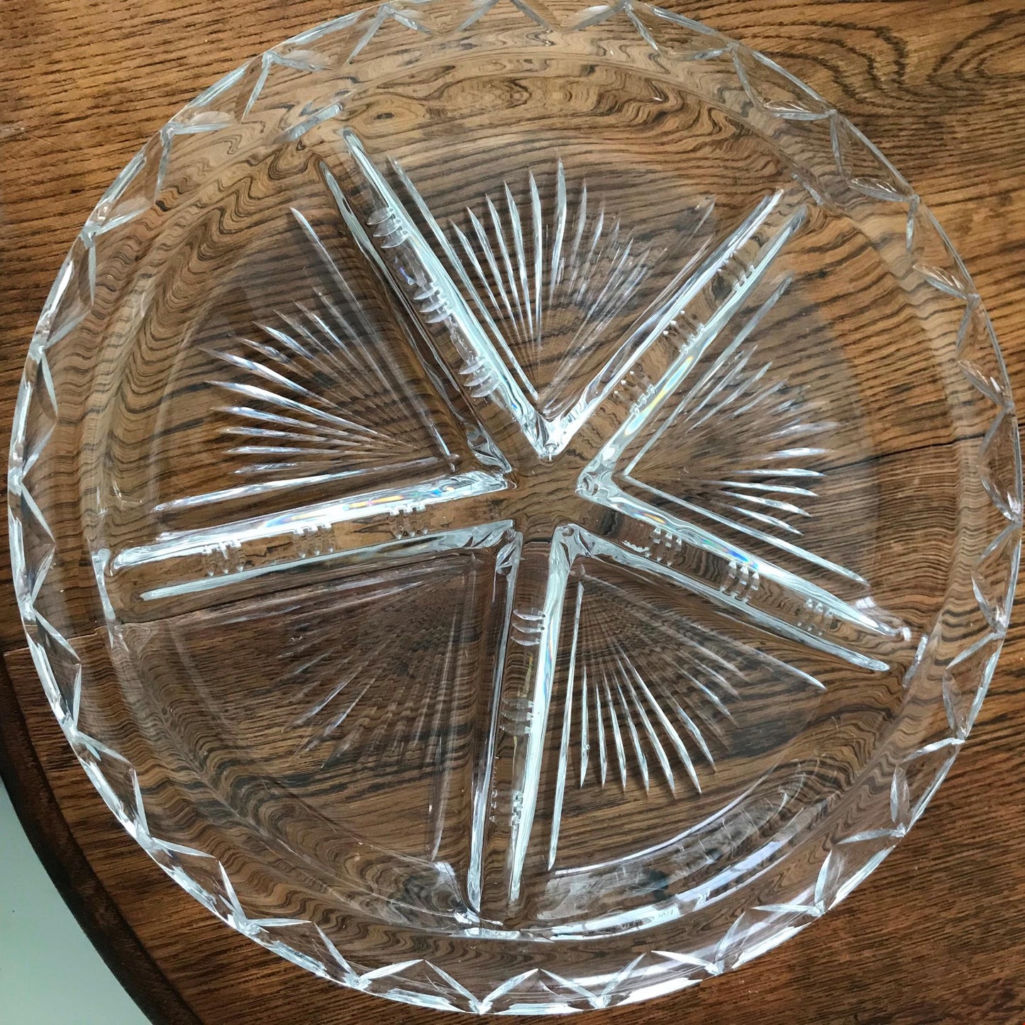 BEAUTIFUL GLASS Hors D’Oeuvres Dish, Nibbles Plate. Large heavy weight