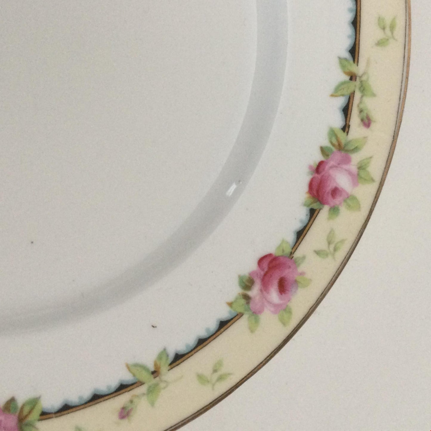Vintage 18cm side plate Aynsley pink rose design yellow band A 3852 6 floral