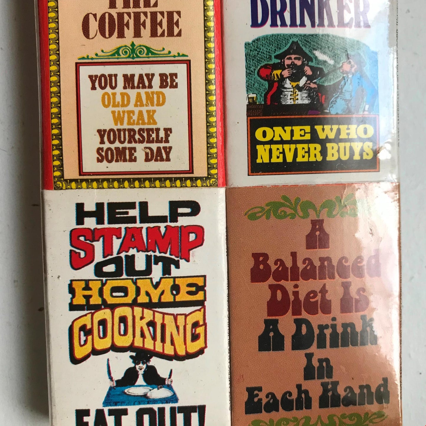 Set of 6 Vintage matchboxes sealed. Pub humour funny drinking jokes very retro