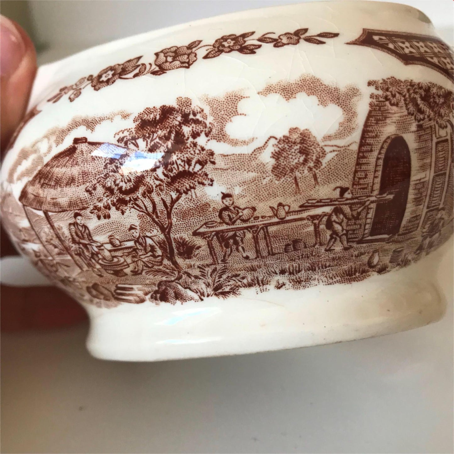 Alfred Meakin retro 1970s Gravy Boat Sauce Jug Fair Winds brown China & America