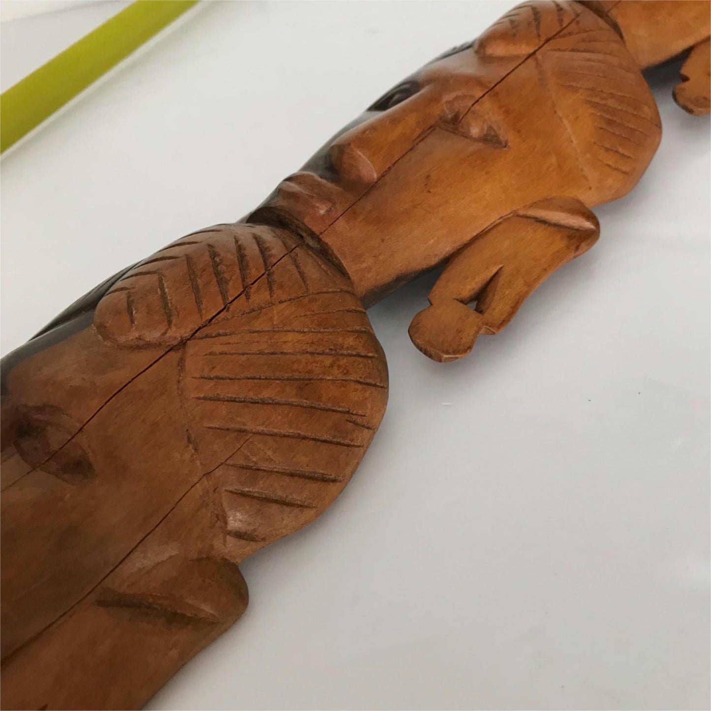 Vintage African Tribal Wall hanging wooden faces long heavy
