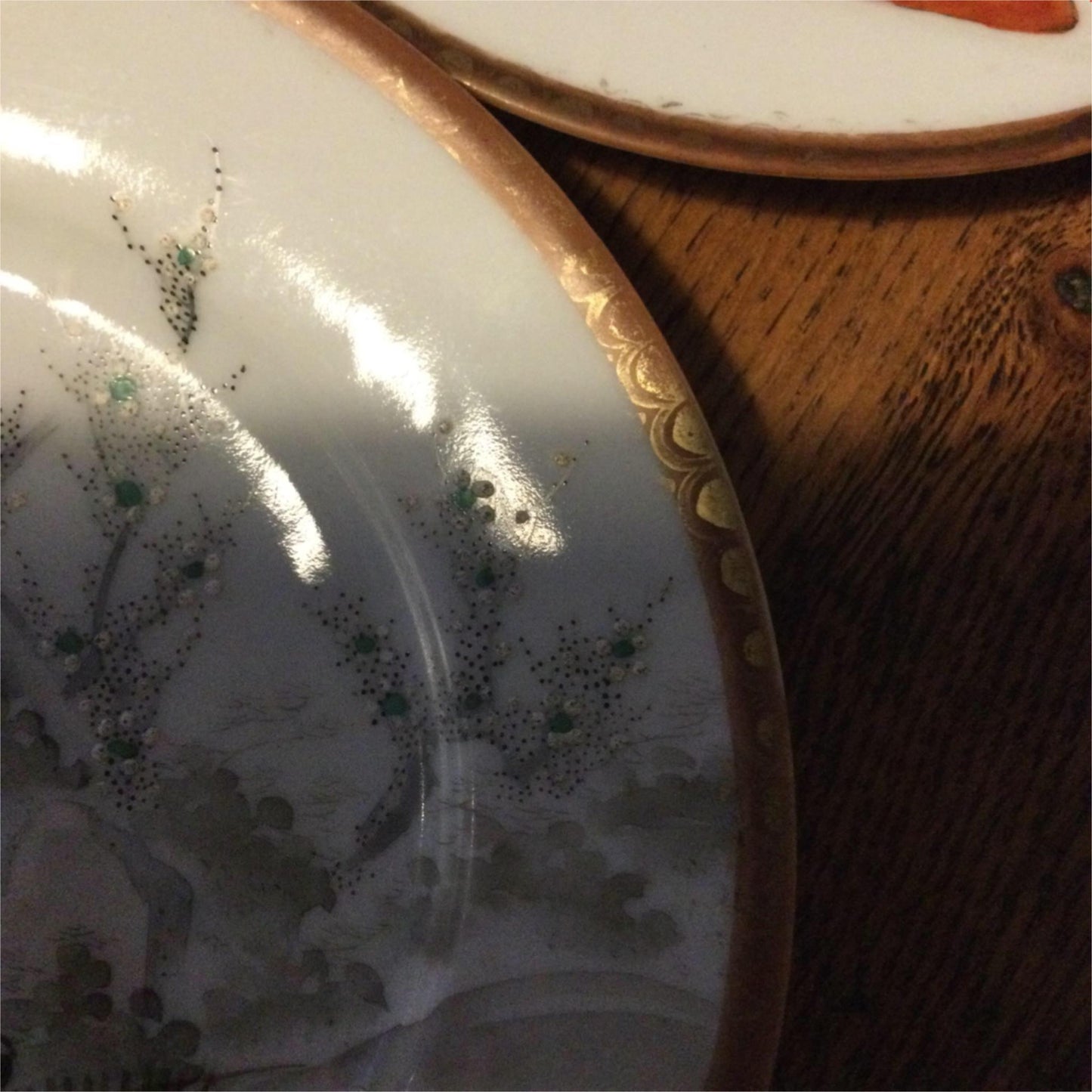 Set of 6 plates vintage Chinese Hand Painted Scene 18.5 cm figures blossom