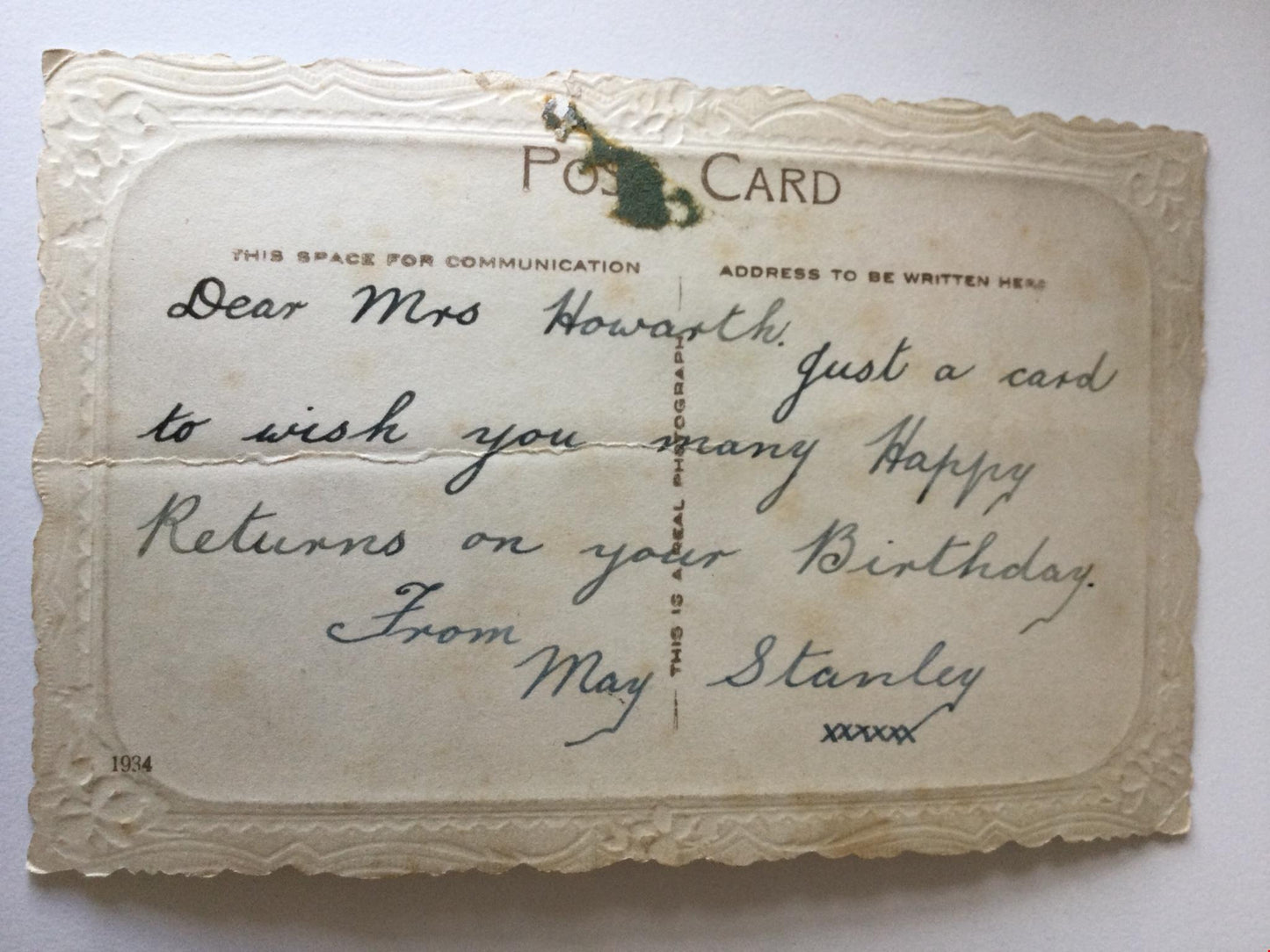 Vintage BIRTHDAY Greetings Postcard DEAR FRIEND hand tinted pretty lake