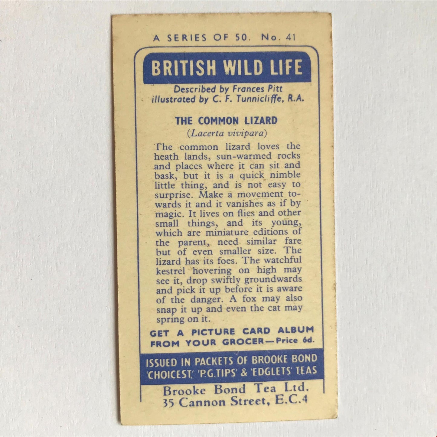 BRITISH WILD LIFE - Brooke Bond Tea Cards - Take your pick - wildlife pictures