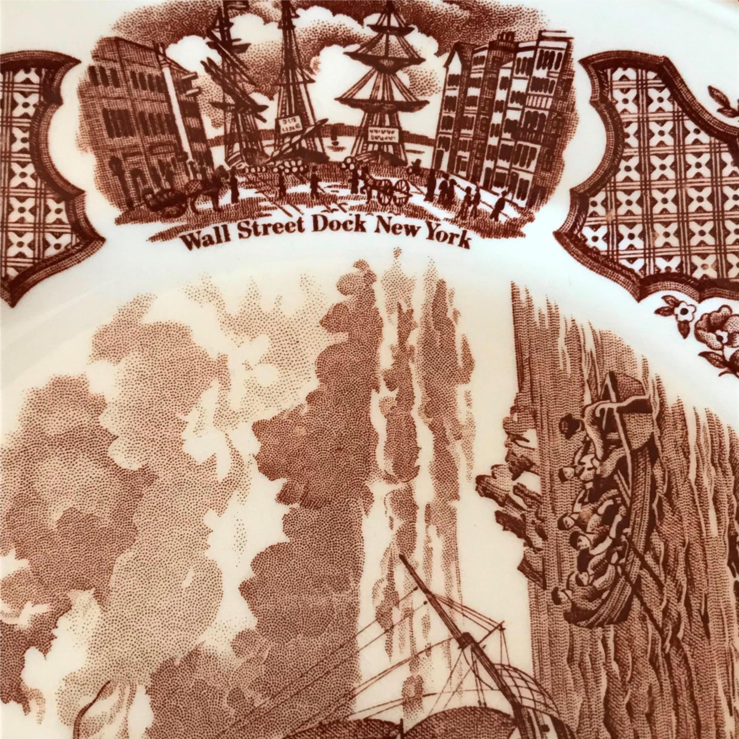Alfred Meakin retro 1970s set of 6 8” plates Fair Winds brown China America
