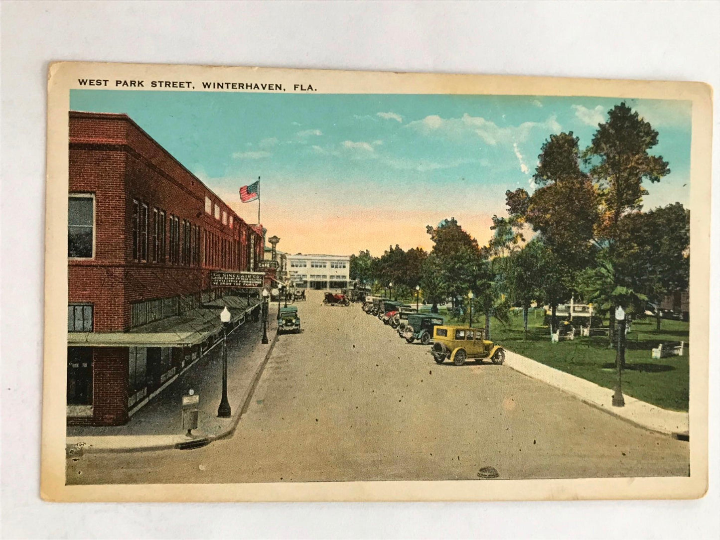 Vintage postcard WEST PARK STREET WINTERHAVEN FLORIDA 1920s? Chain o lakes park