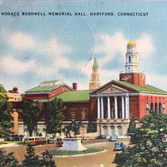 Vintage postcard USA - 1940s 1947 HORACE BUSHNELL MEMORIAL HALL HARTFORD CONNECTICUT