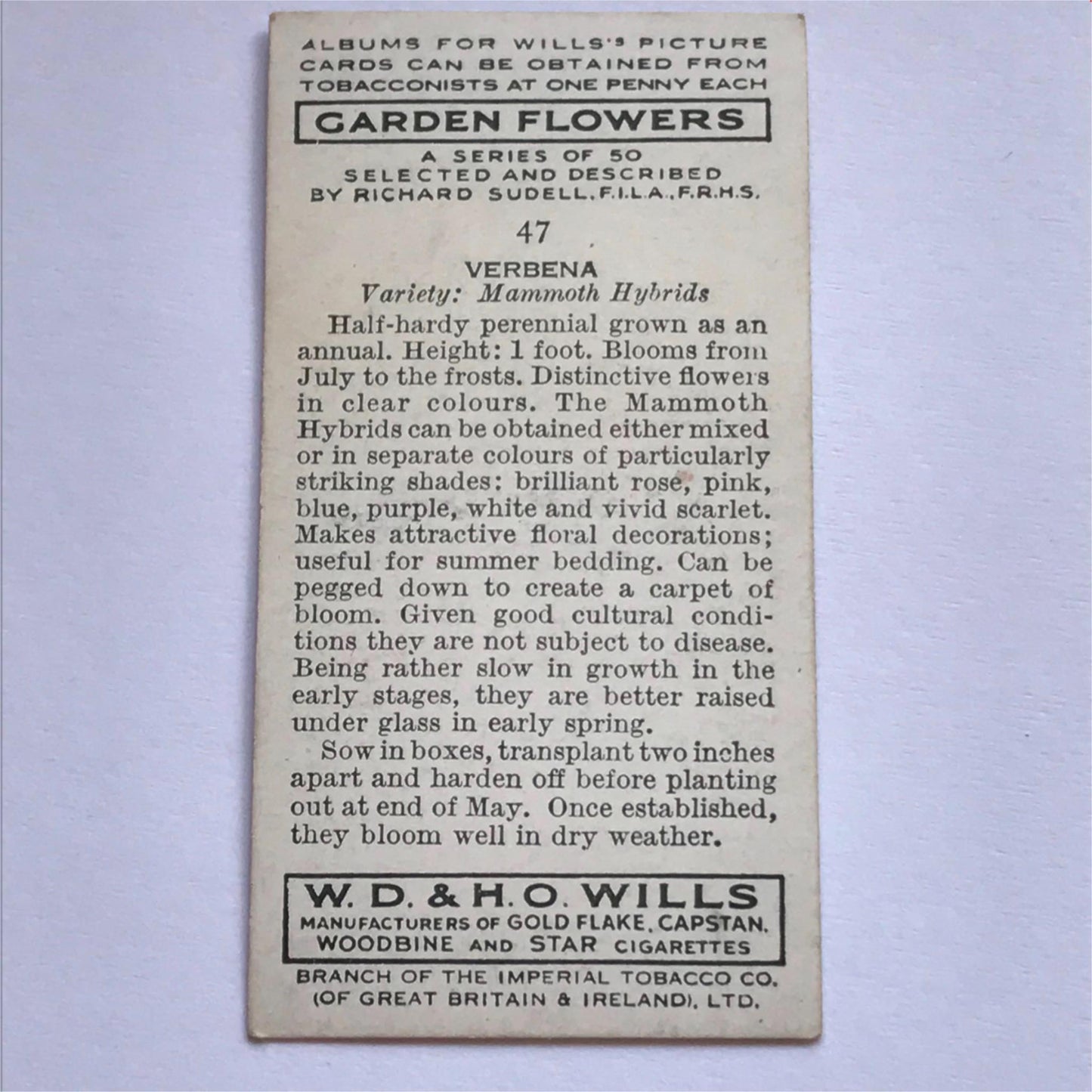 Wills Cigarette Cards GARDEN FLOWERS 1939 1930s - Pick! the ones you want