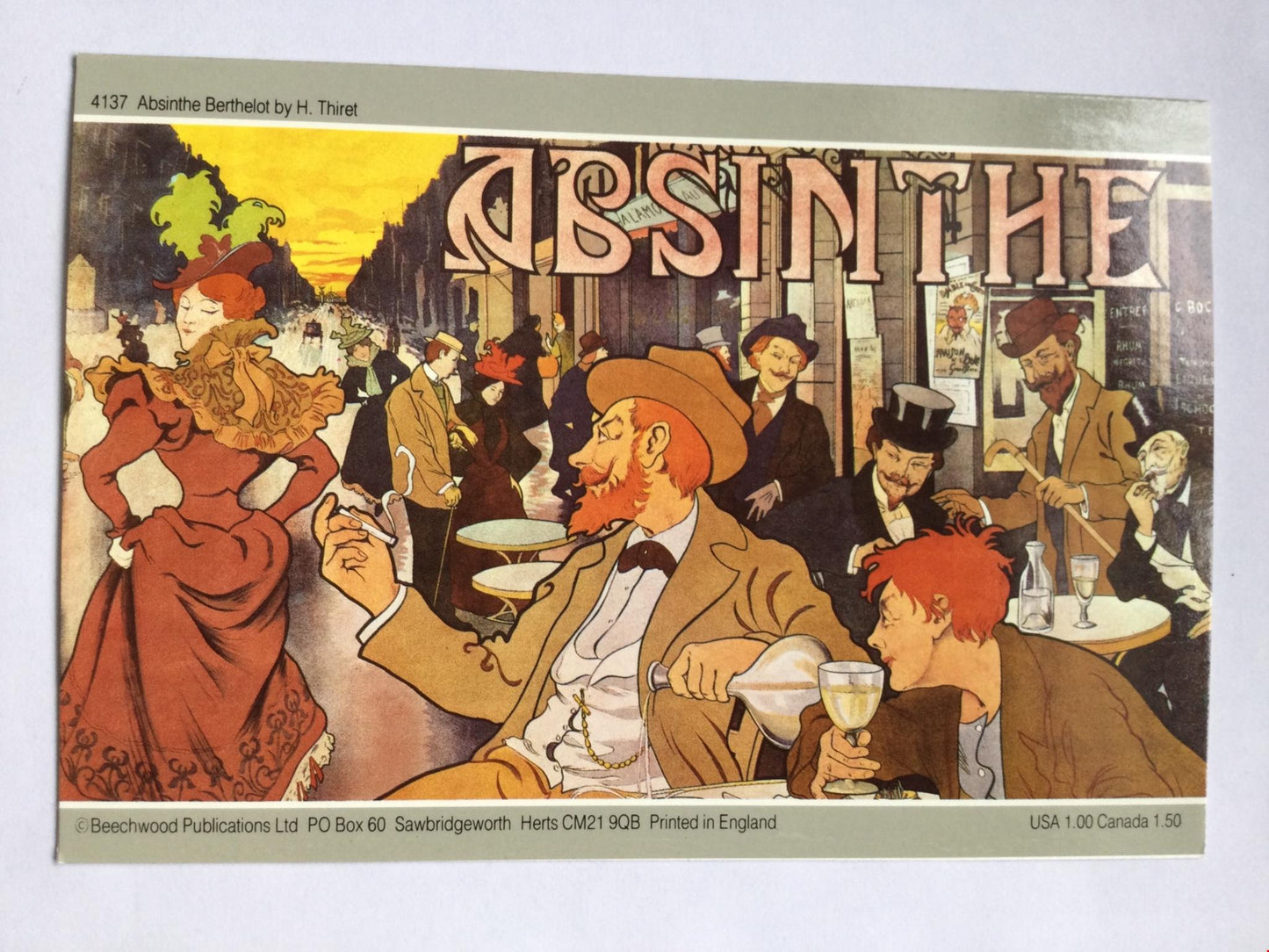 ABSINTHE BERTHELOT H. THIRET French cafe scene Blank Card, No Envelope