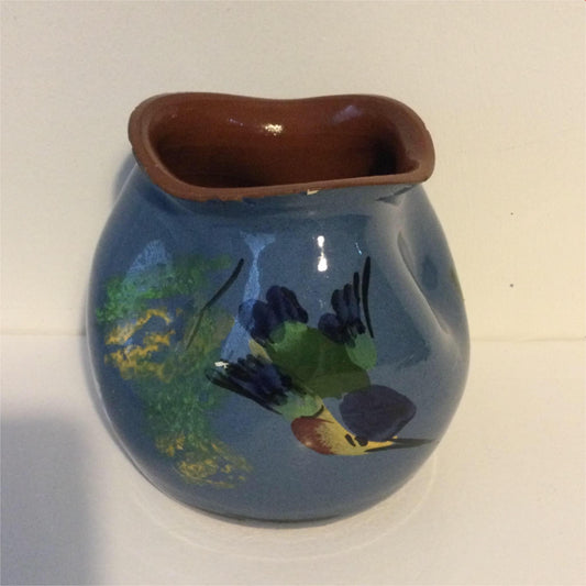 Vintage Studio Devon Pottery Vase Kingfisher design irregular shape 10.5cm high