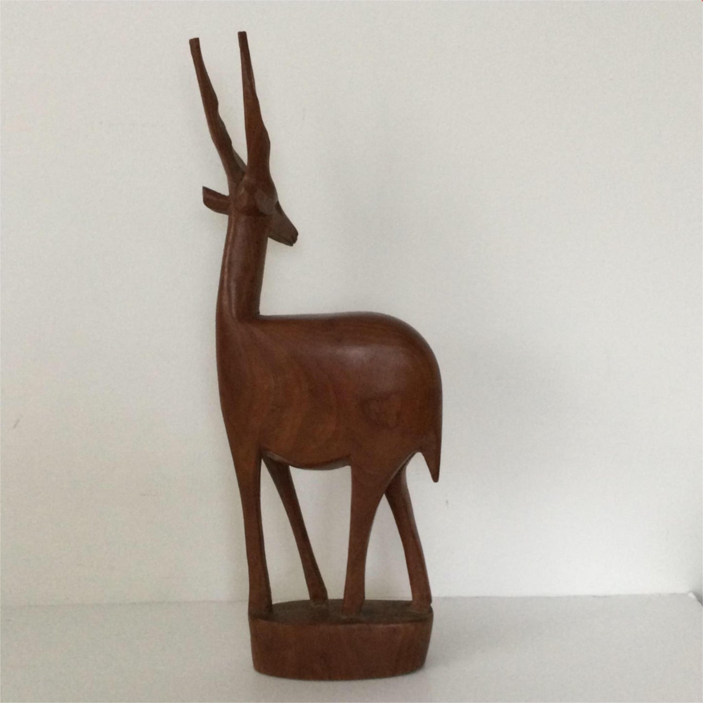 Mid century wooden carved African Antelope Gazelle Retro 50s 60s 70s 35.4cm high
