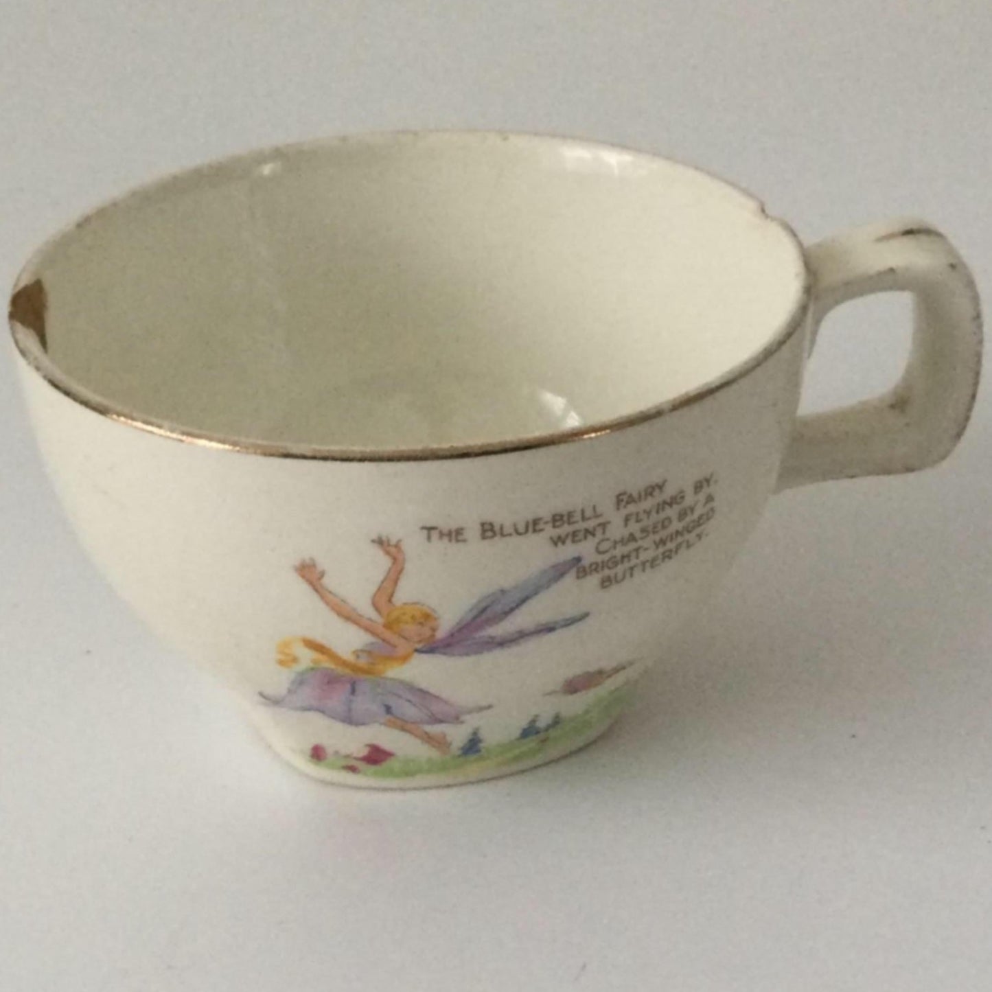 Midwinter small china cup childs Bluebell Fairy DAMAGED