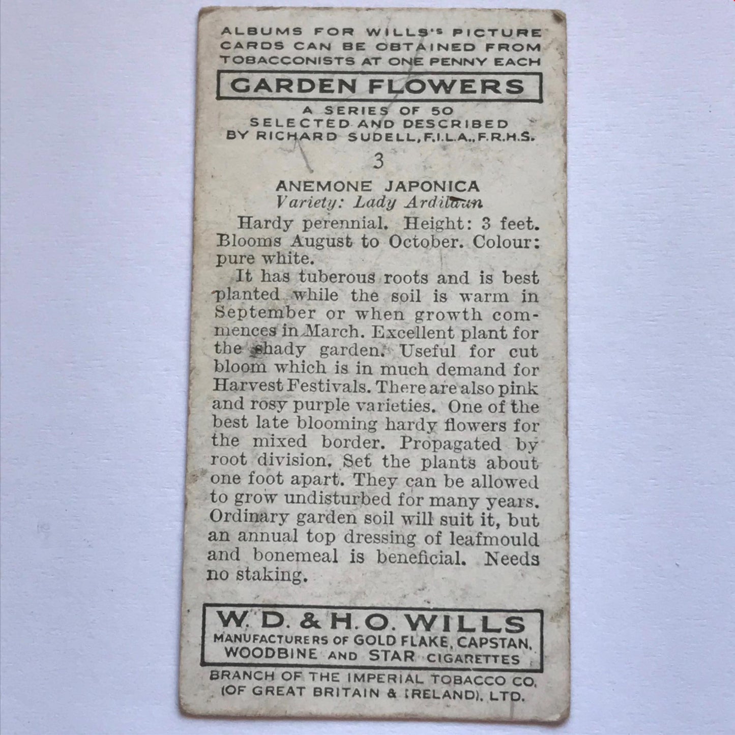 Wills Cigarette Cards GARDEN FLOWERS 1939 1930s - Pick! the ones you want