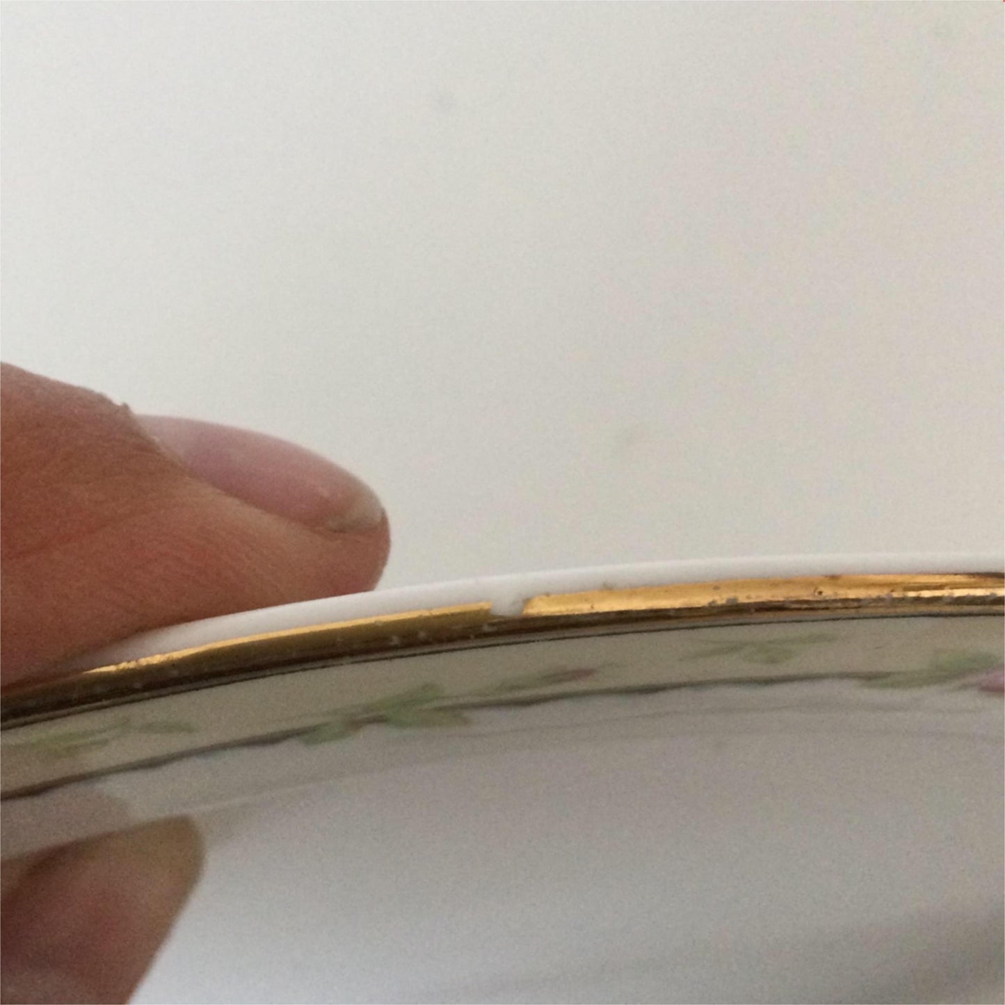 Set of 8 Vintage 18cm side plates Aynsley pink rose design yellow band A 3852