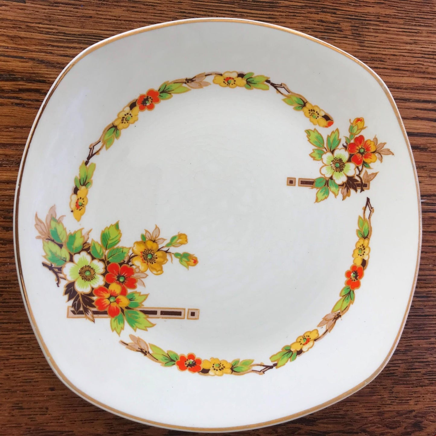 VINTAGE MIDWINTER STYLECRAFT Floral Art Deco design Medium Plate 22cm Orange