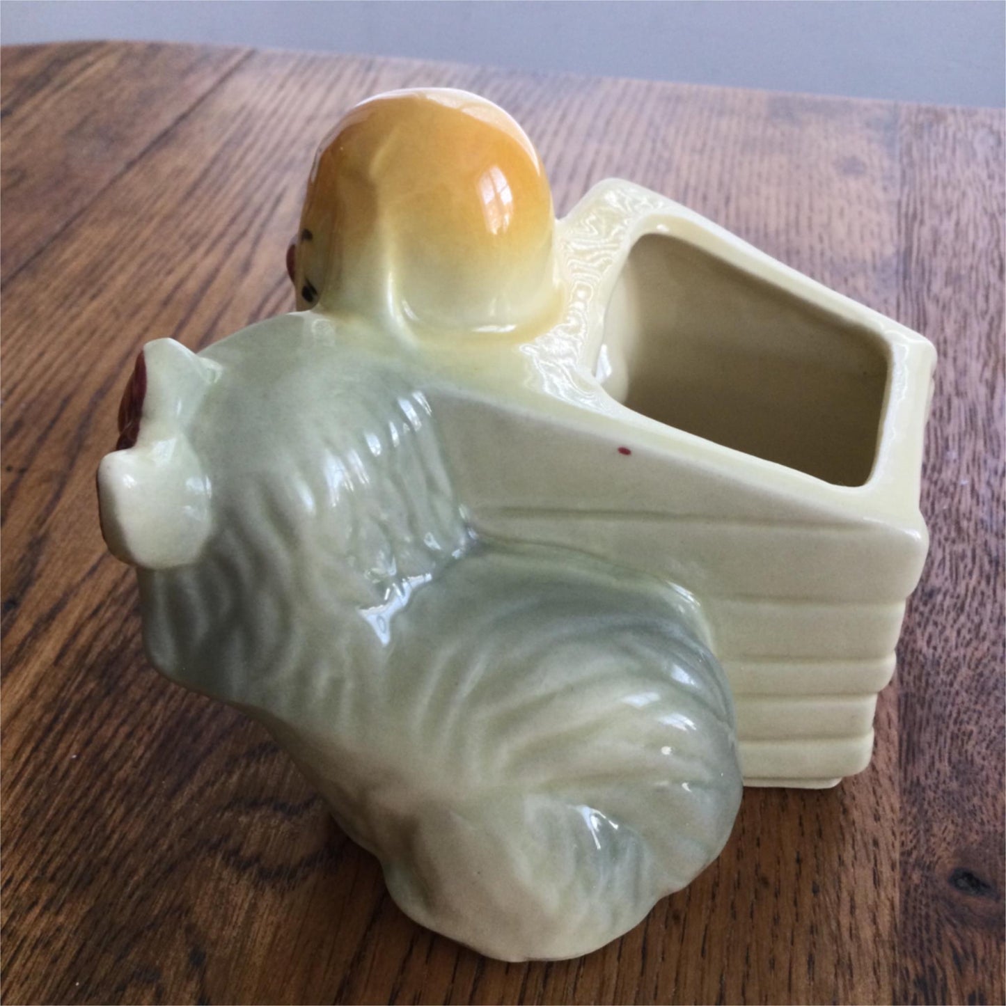 Retro Ceramic Hound Pekingese Shih-Tzu Dogs Planter #611 Vase 1950s American