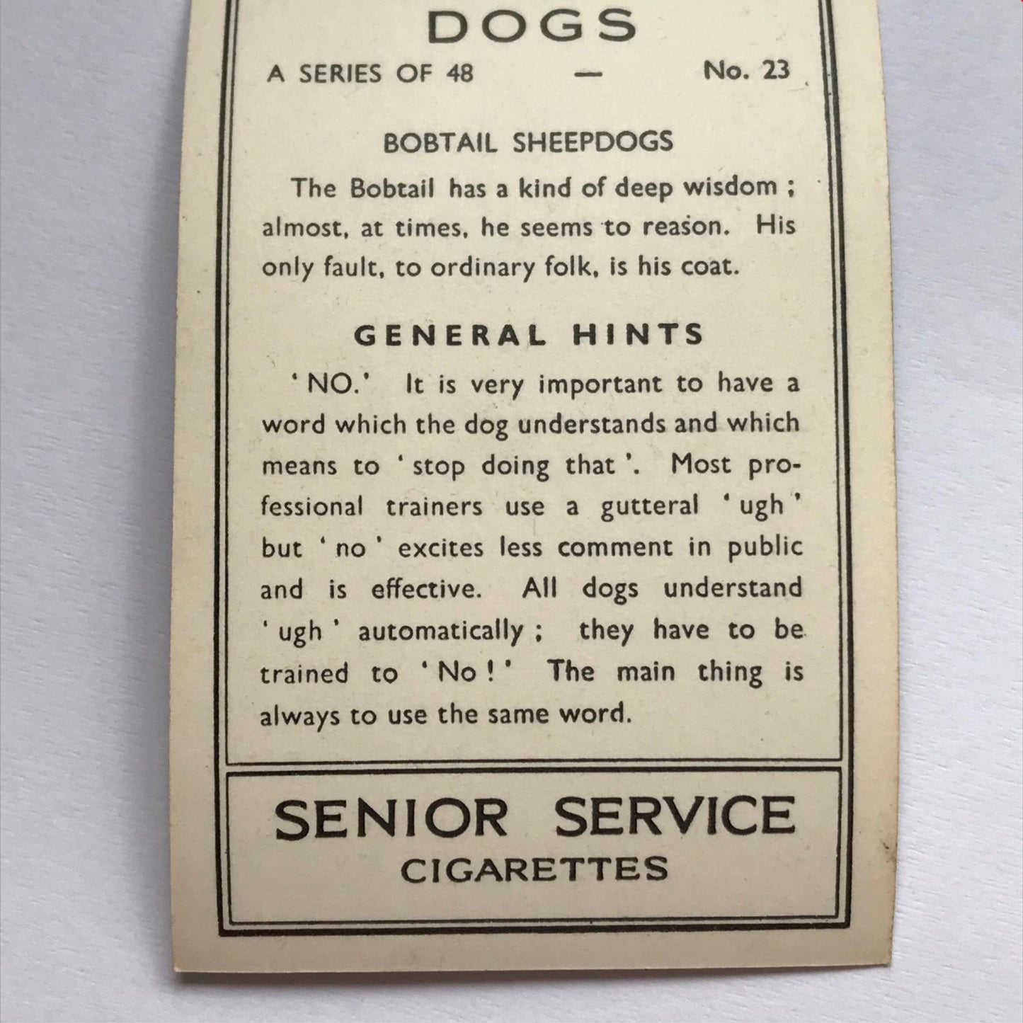 DOGS - SENIOR SERVICE CIGARETTE CARDS 1930S PHOTOS - take your pick