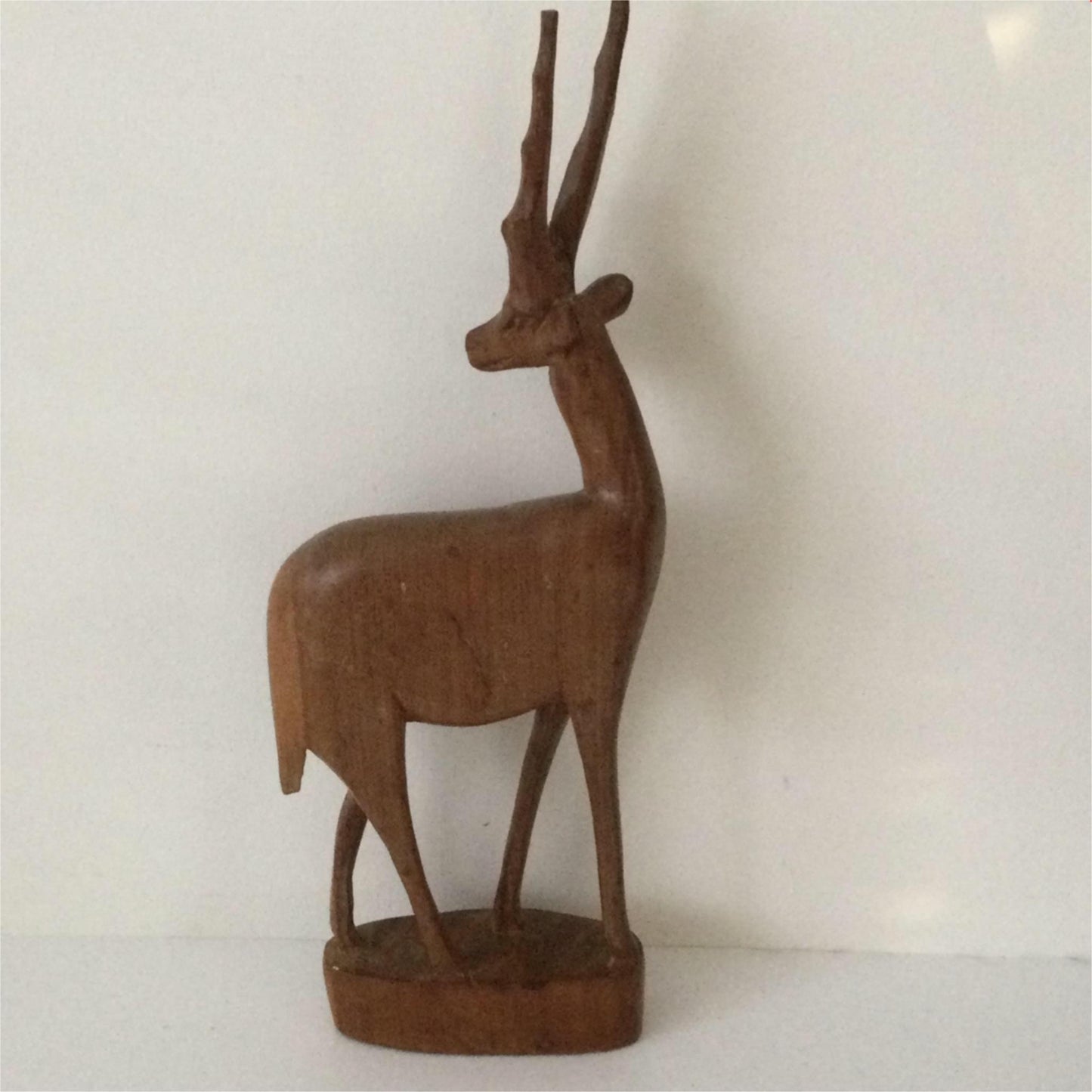 Mid century wooden carved African Antelope / Gazelle - Retro 50s 60s 70s - 31.6cm high