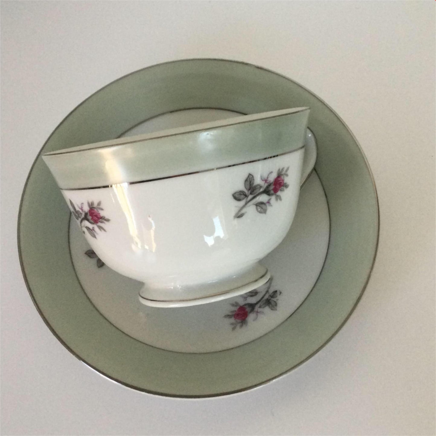 Vintage SONE china Cup & saucer Rose design. Made in Japan 81897R mid century