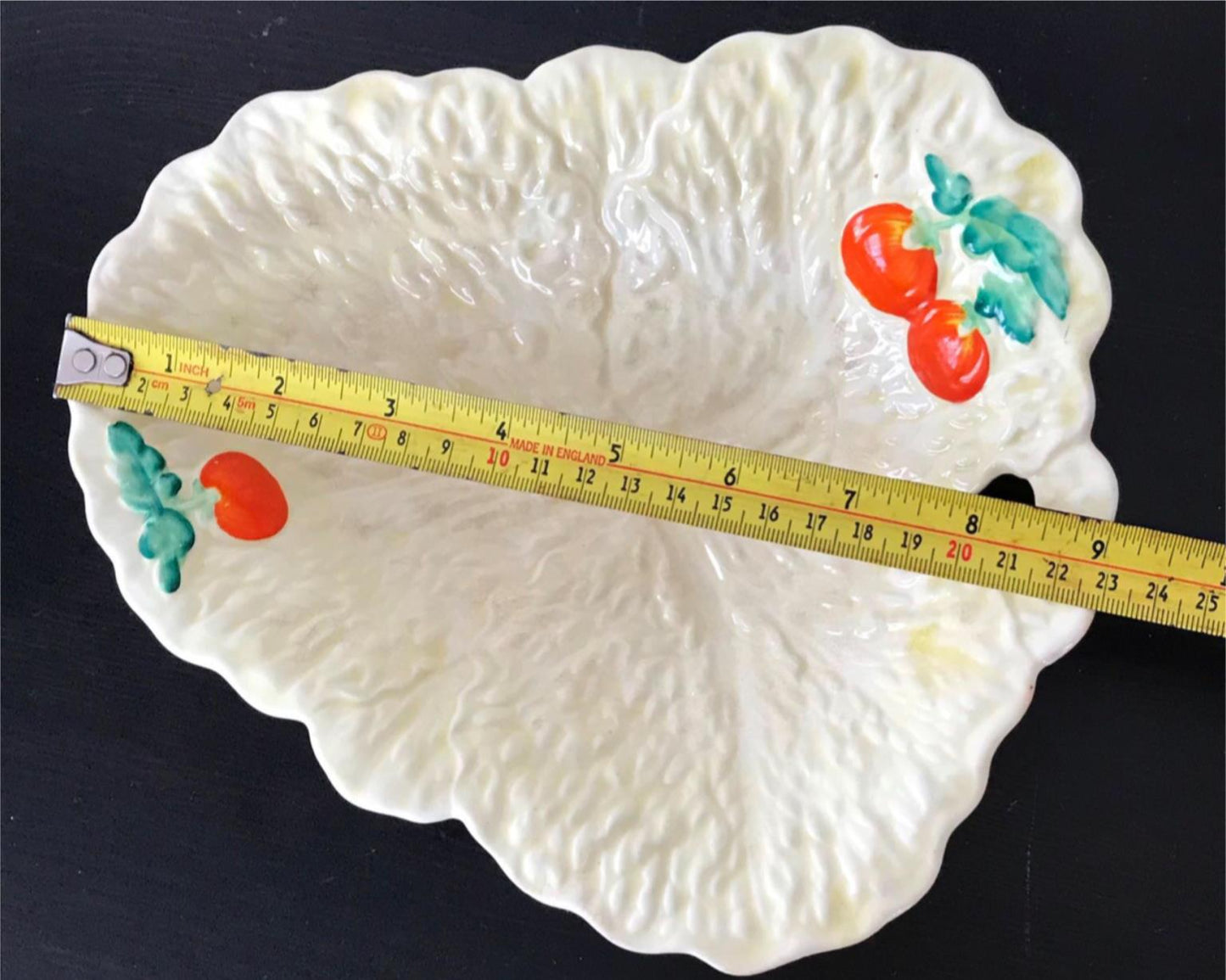 Vintage Beswick Creamy Yellow Cabbage / Lettuce Leaf Tomato Salad Ware Dish. Leaf shape.