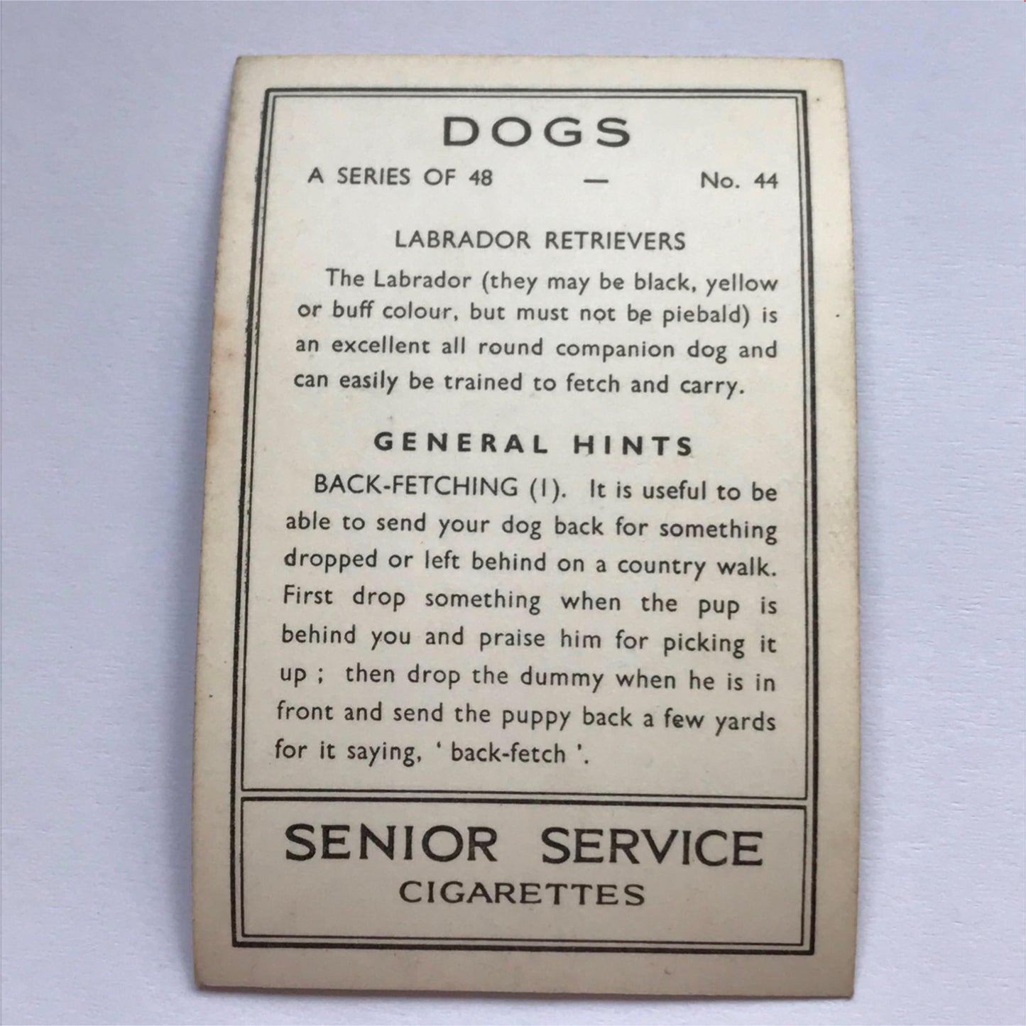 DOGS - SENIOR SERVICE CIGARETTE CARDS 1930S PHOTOS - take your pick