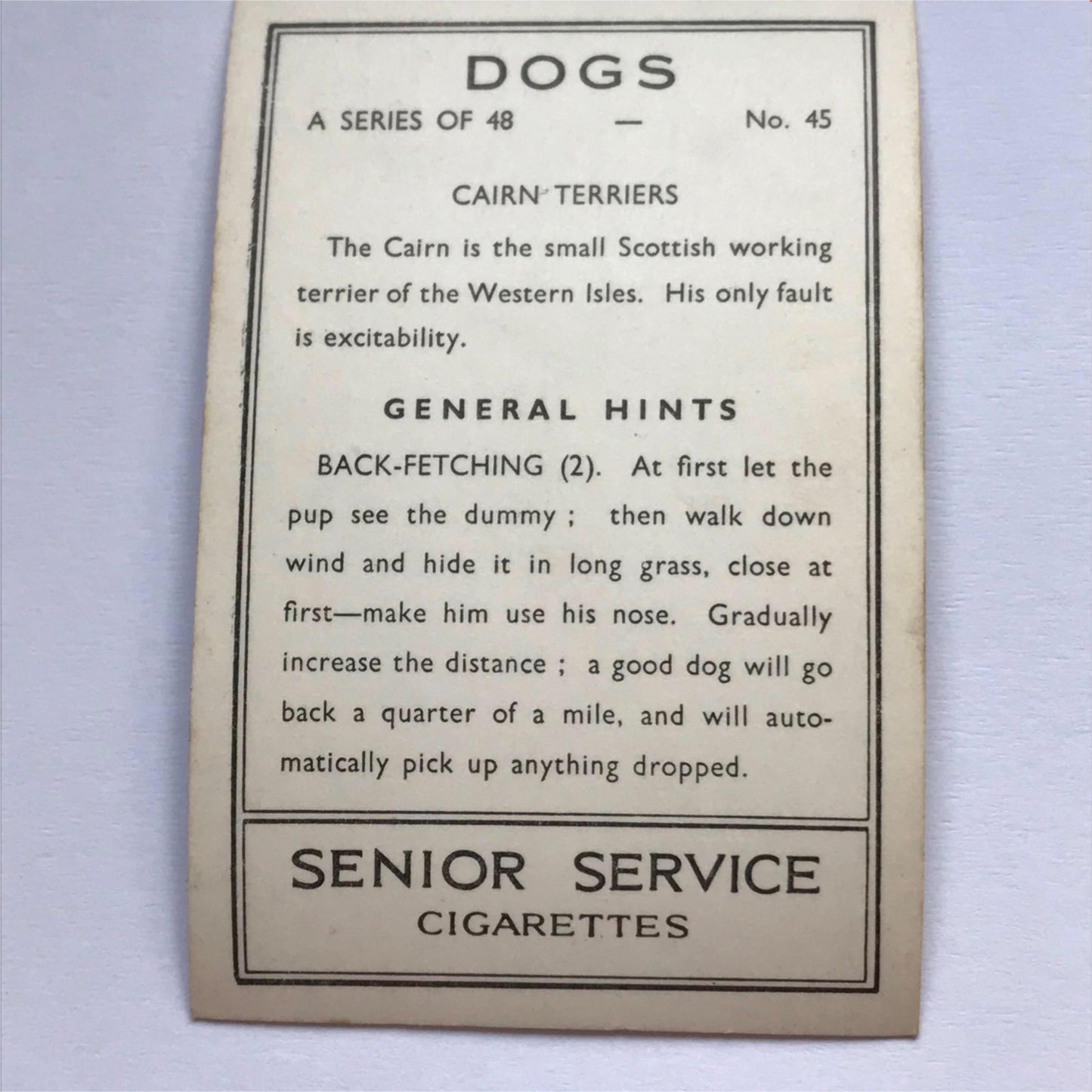 DOGS - SENIOR SERVICE CIGARETTE CARDS 1930S PHOTOS - take your pick