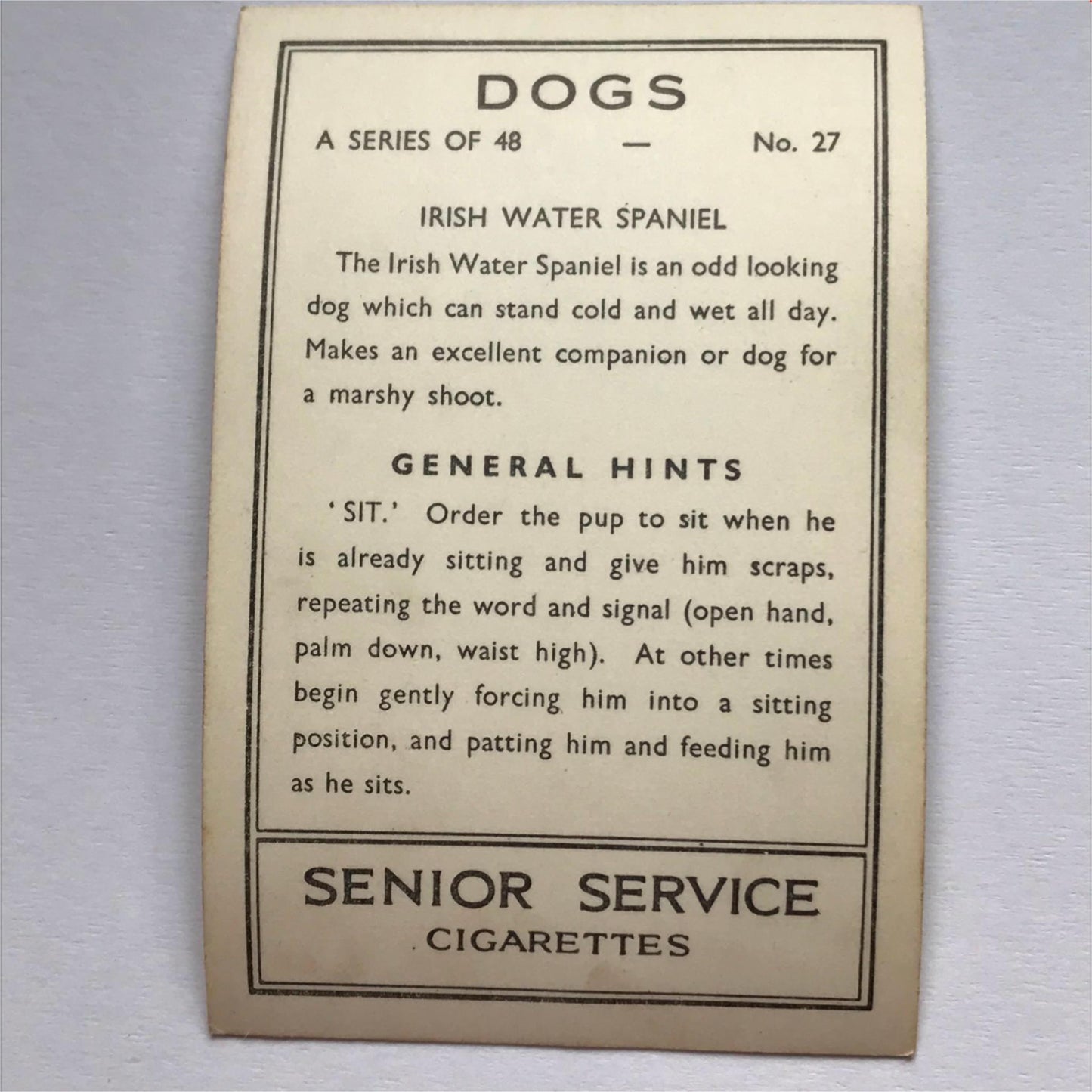 DOGS - SENIOR SERVICE CIGARETTE CARDS 1930S PHOTOS - take your pick