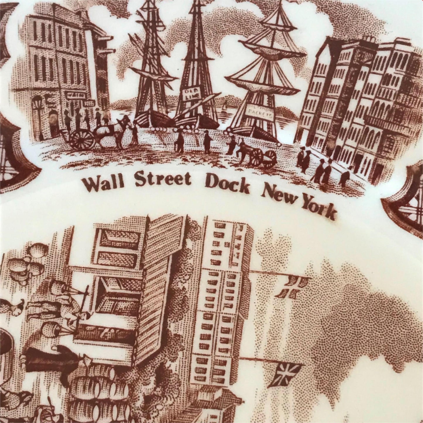 Alfred Meakin retro 1970s set of 4 9” saladplates Fair Winds brown China America