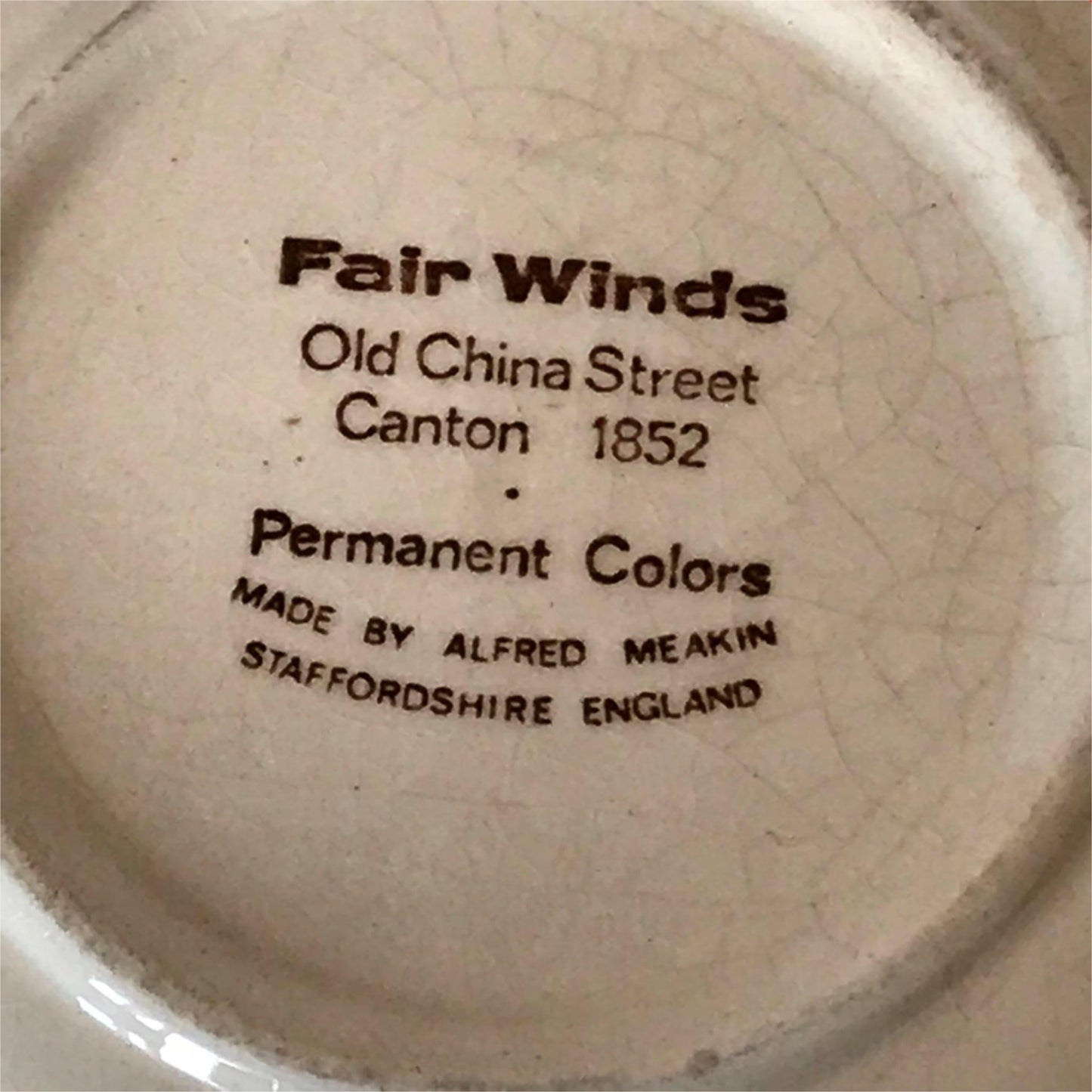 Alfred Meakin retro 1970s cereal bowl Fair Winds brown China & America trade