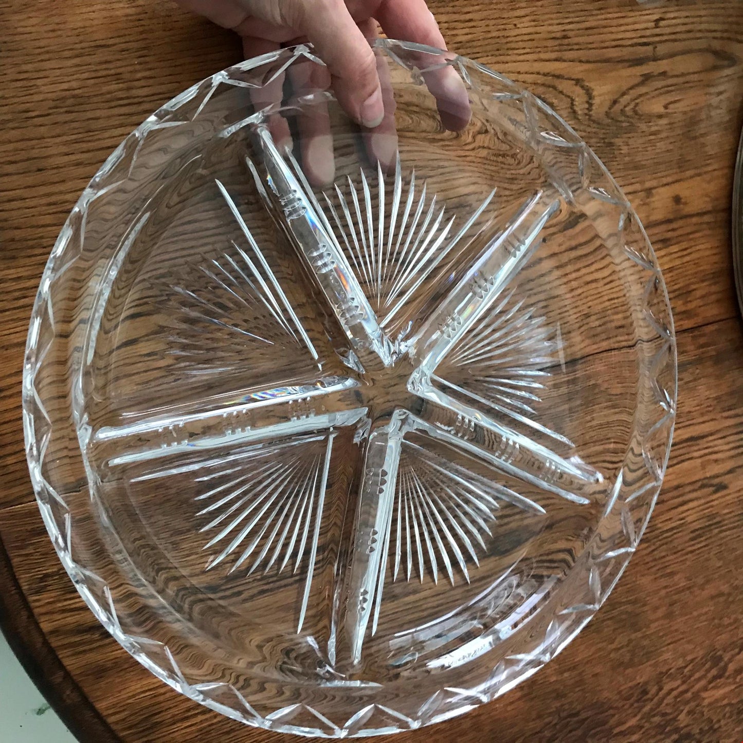 BEAUTIFUL GLASS Hors D’Oeuvres Dish, Nibbles Plate. Large heavy weight