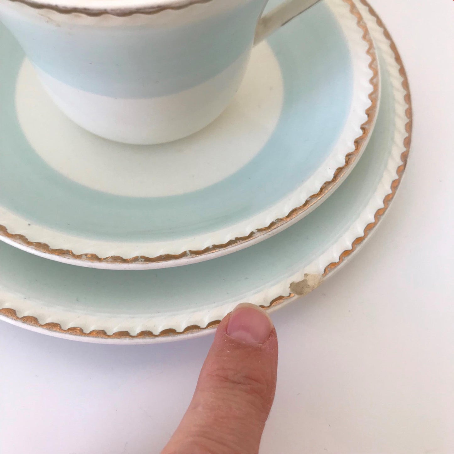 Pretty vintage rose design trio - cup saucer and side plate PORTLAND POTTERY 50s