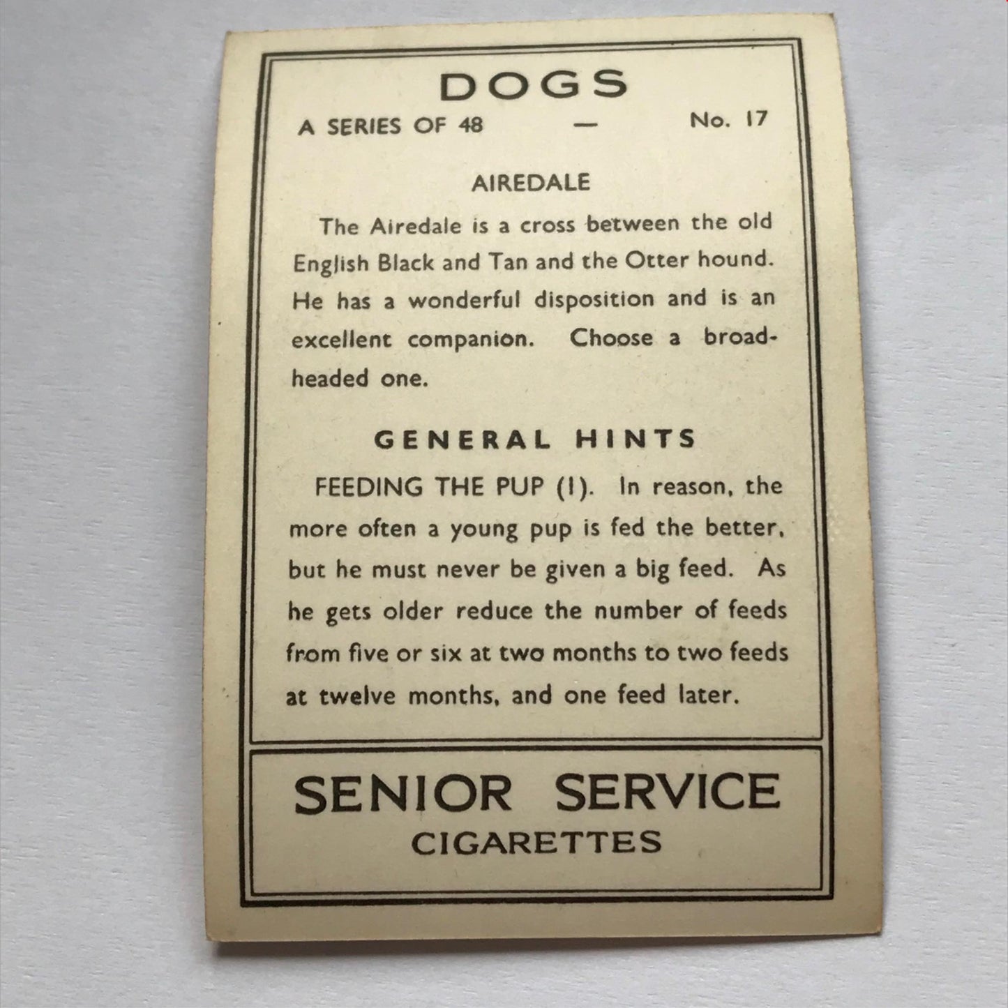 DOGS - SENIOR SERVICE CIGARETTE CARDS 1930S PHOTOS - take your pick