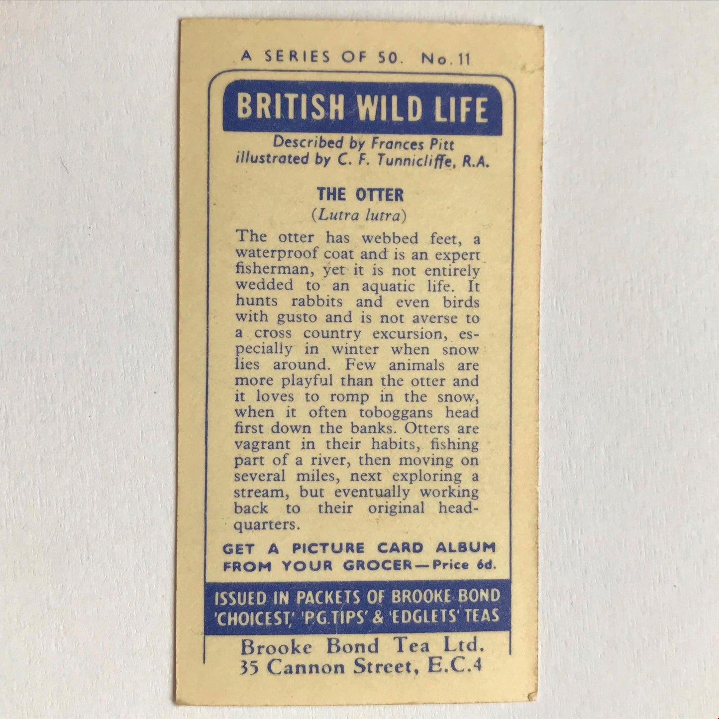 BRITISH WILD LIFE - Brooke Bond Tea Cards - Take your pick - wildlife pictures