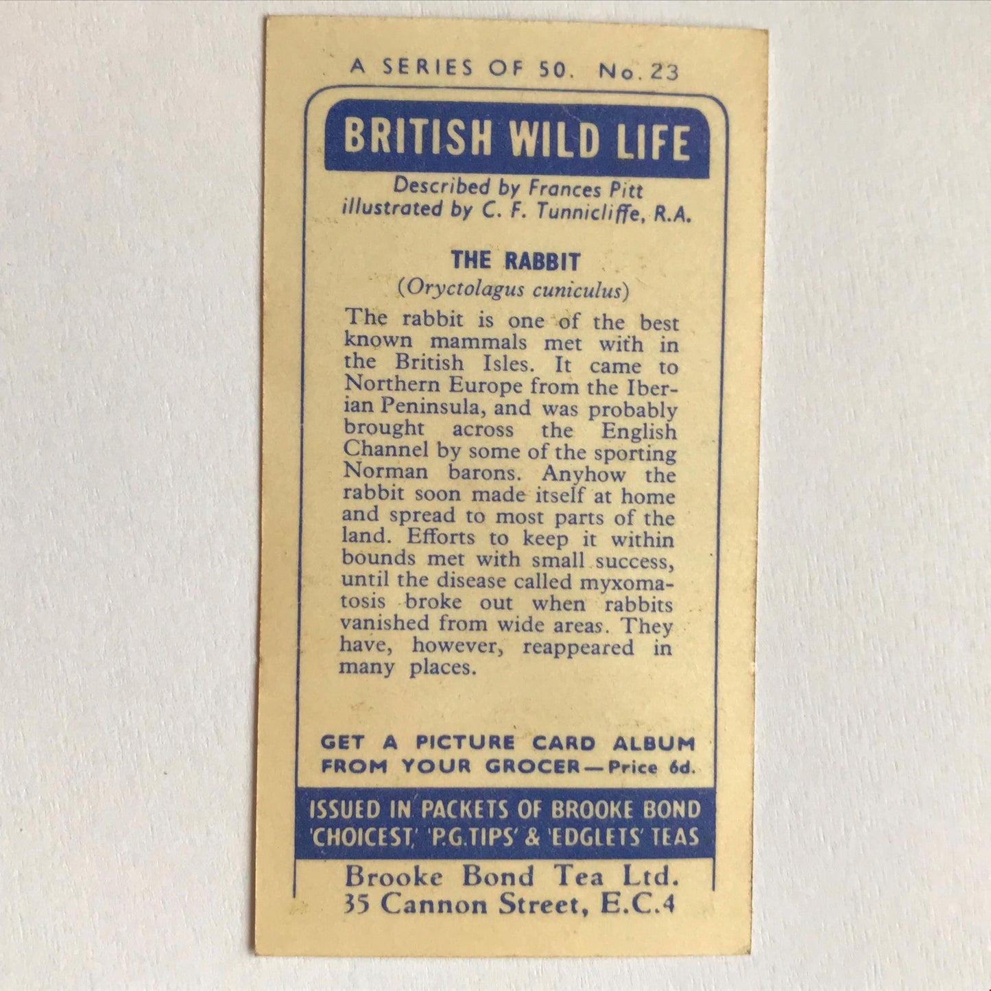 BRITISH WILD LIFE - Brooke Bond Tea Cards - Take your pick - wildlife pictures