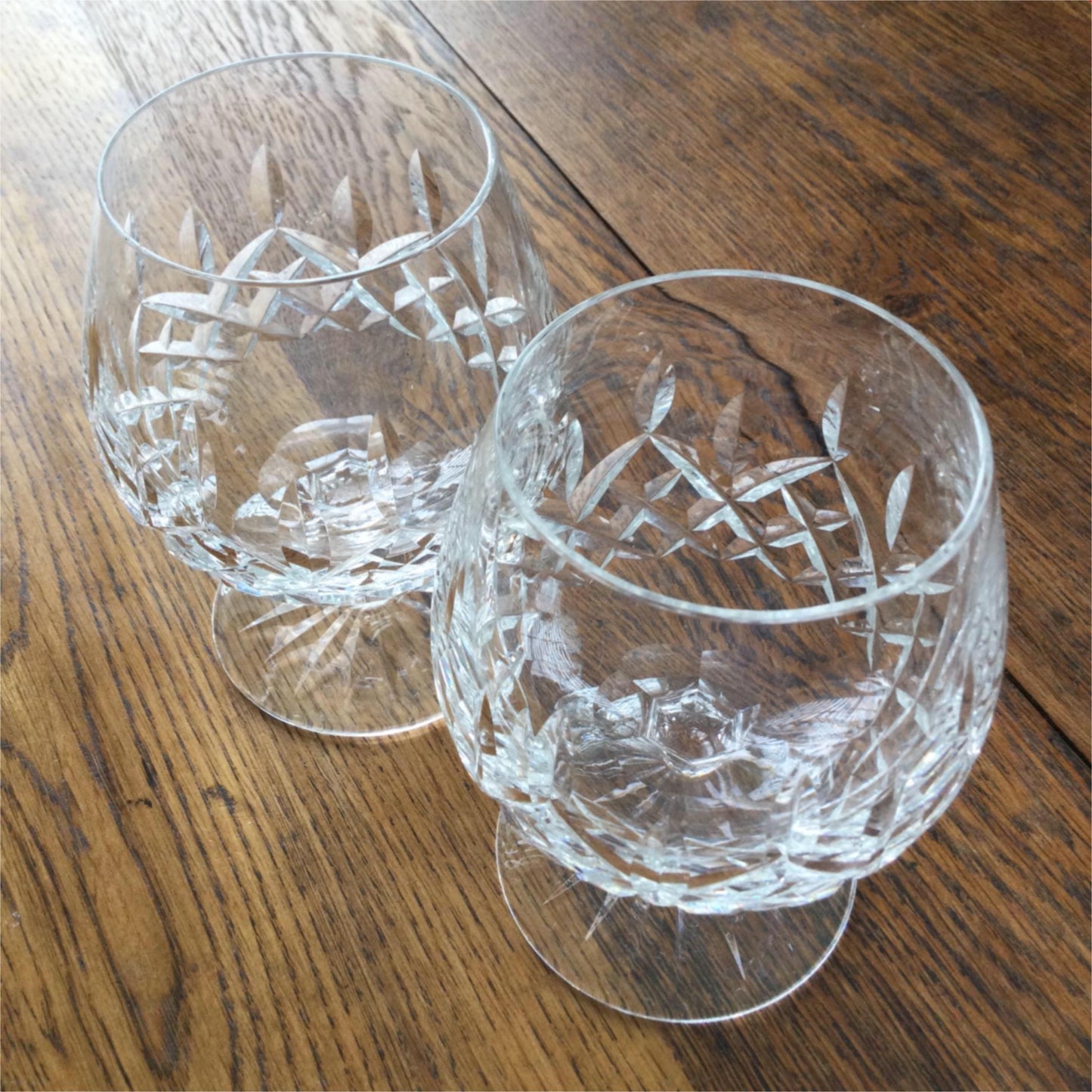 Quality Pair Unsigned Lead Crystal Cut Glass Brandy Balloons - 13 cm