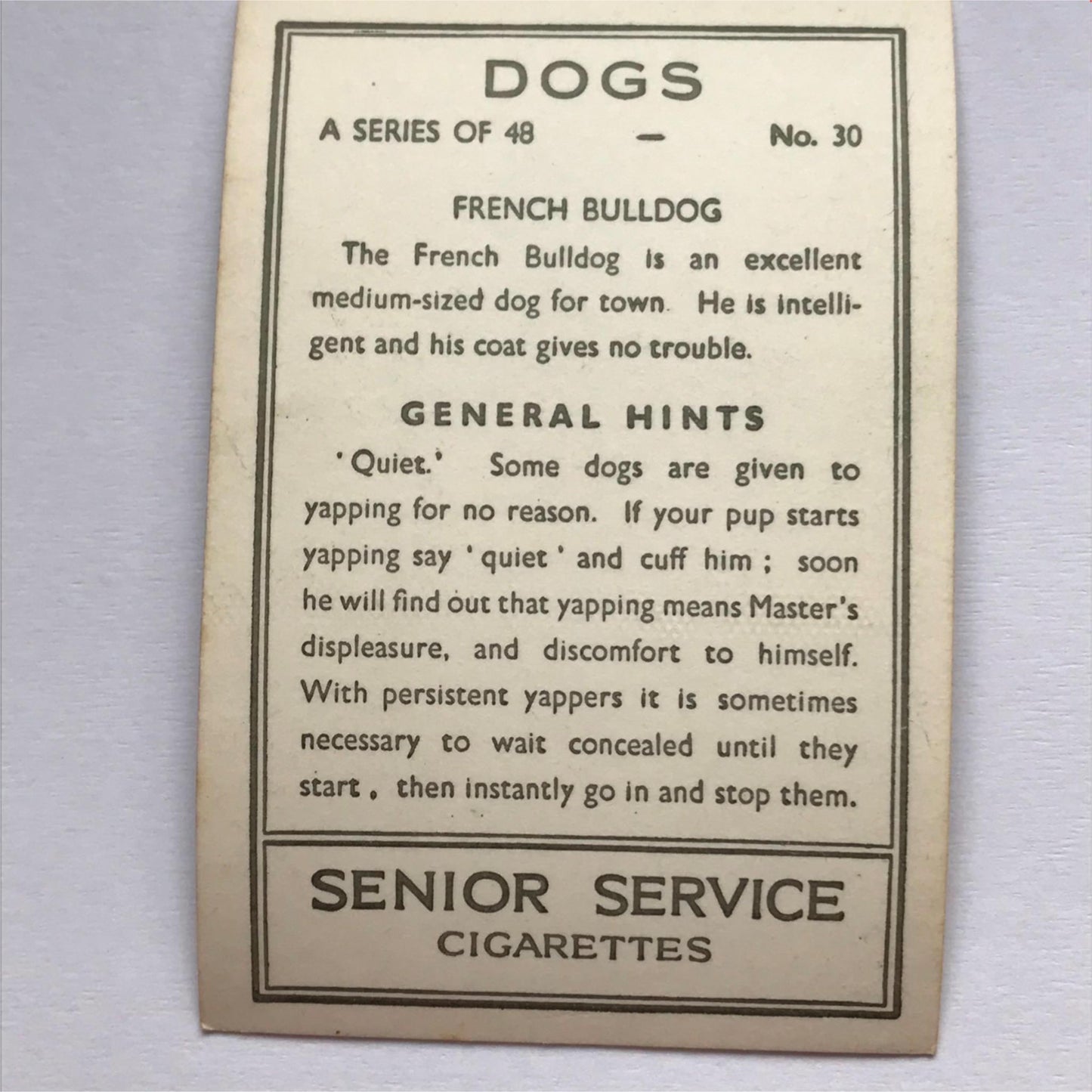 DOGS - SENIOR SERVICE CIGARETTE CARDS 1930S PHOTOS - take your pick