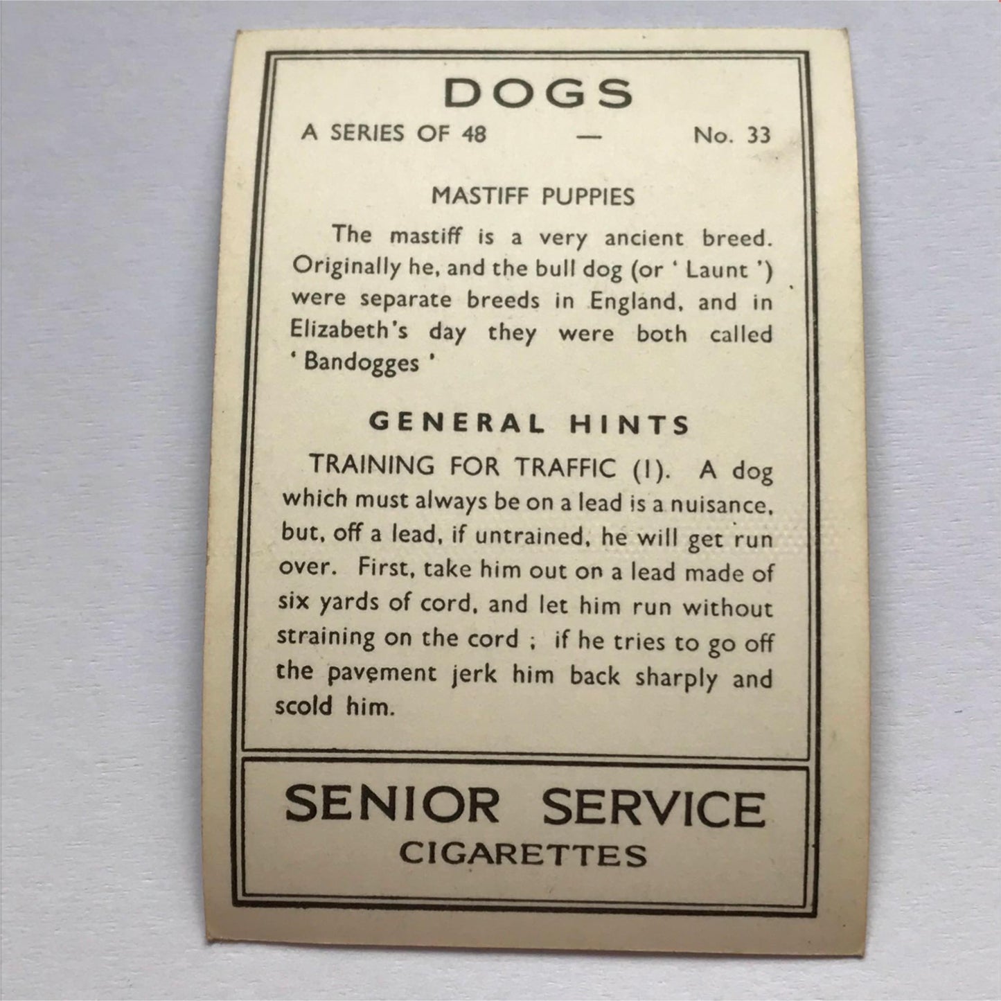 DOGS - SENIOR SERVICE CIGARETTE CARDS 1930S PHOTOS - take your pick