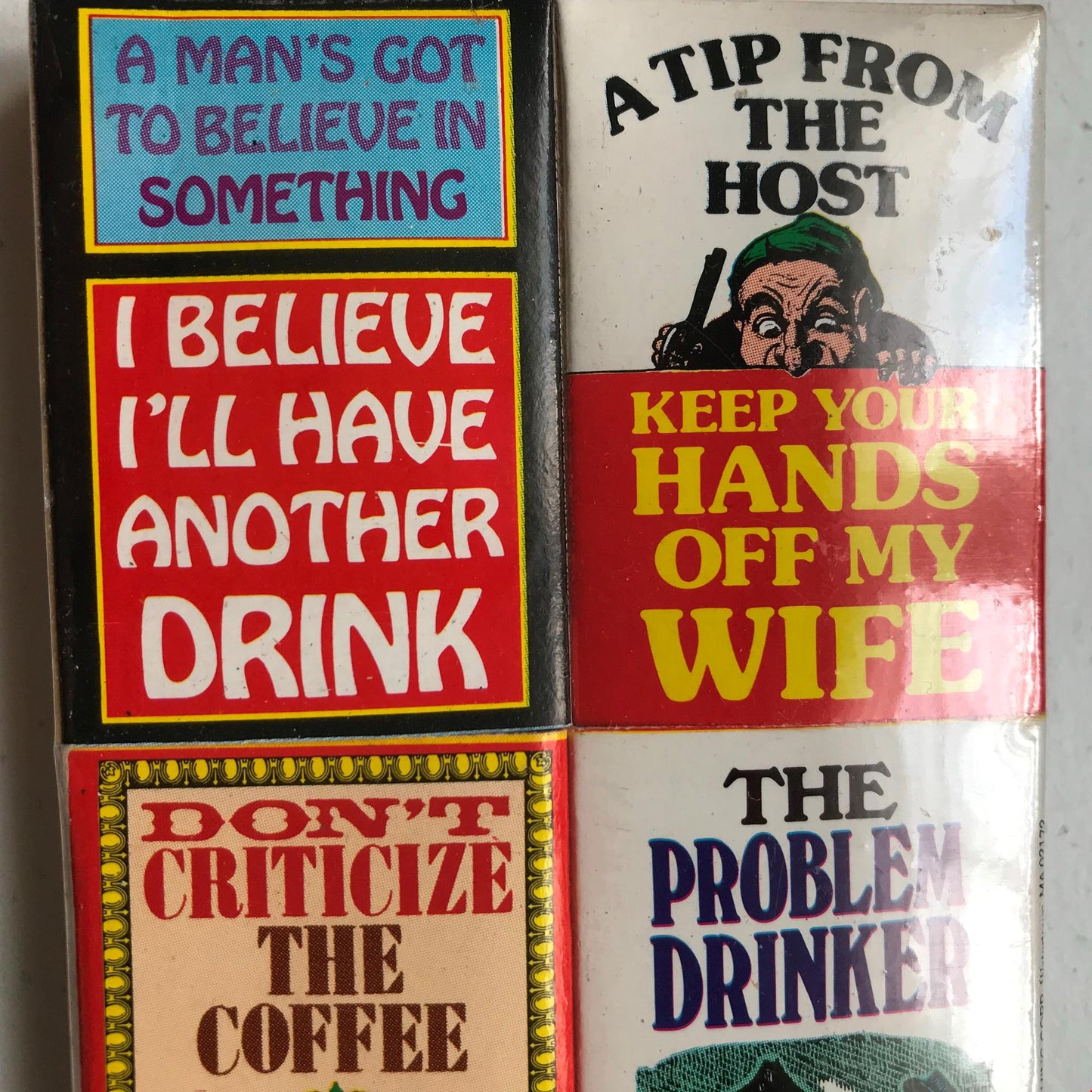 Set of 6 Vintage matchboxes sealed. Pub humour funny drinking jokes very retro