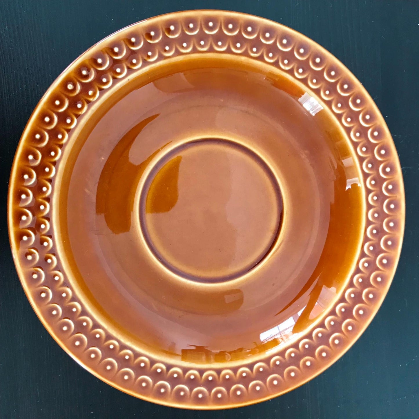 Vintage Retro 1960s 1970s TAMS style spare soup saucers tan colour deep mustard