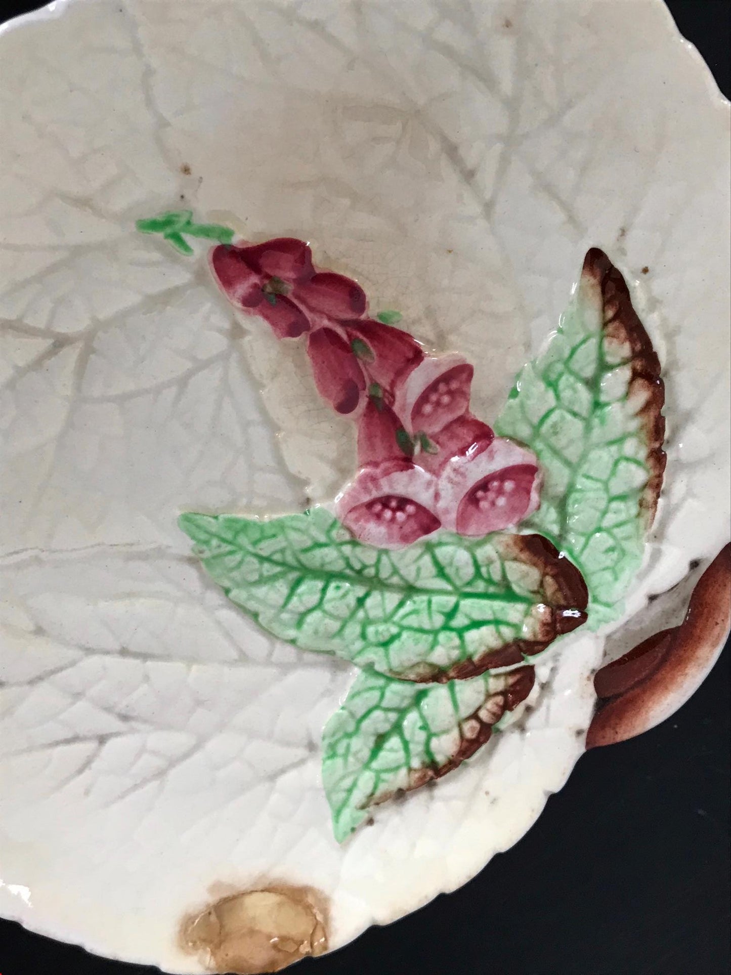 Vintage Carlton Ware, Australian Design Foxglove On Cream Leaf Small Plate Snack dish