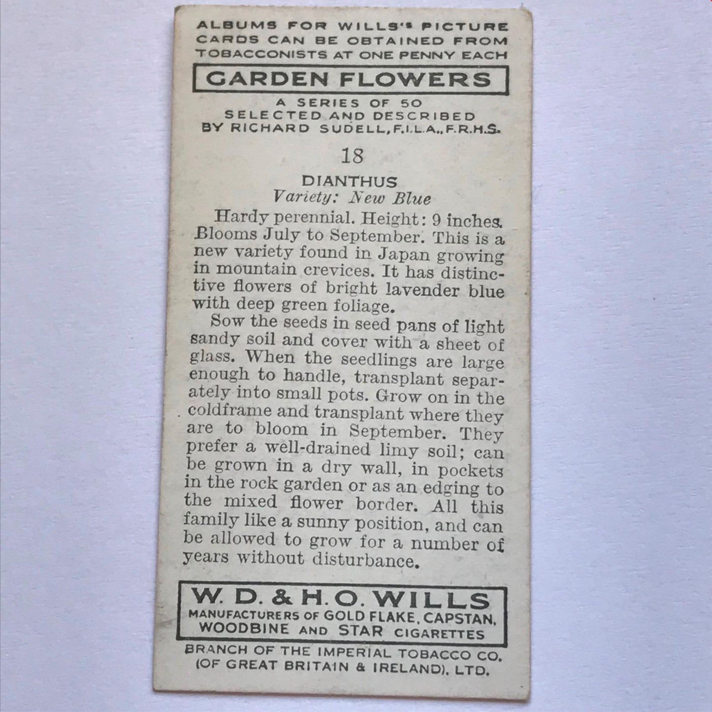 Wills Cigarette Cards GARDEN FLOWERS 1939 1930s - Pick! the ones you want