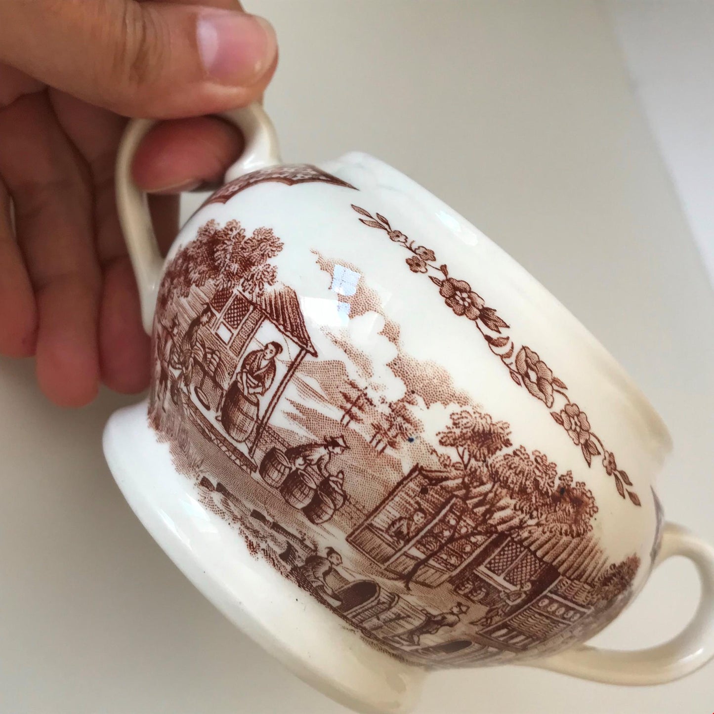 Alfred Meakin retro 1970s Small Handled Dish / sugar bowl Fair Winds brown