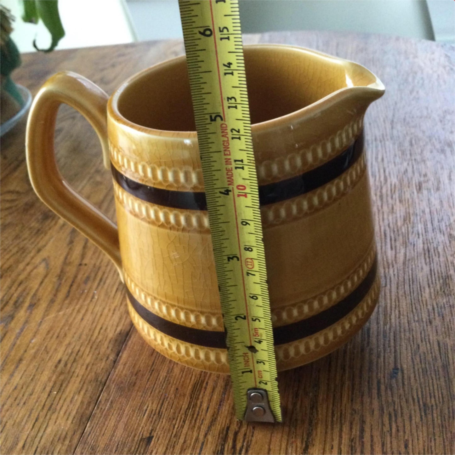 VINTAGE RETRO 70s Mustard Brown CUSTARD CREAM JUG STRIPED CHRISTMAS DINNER